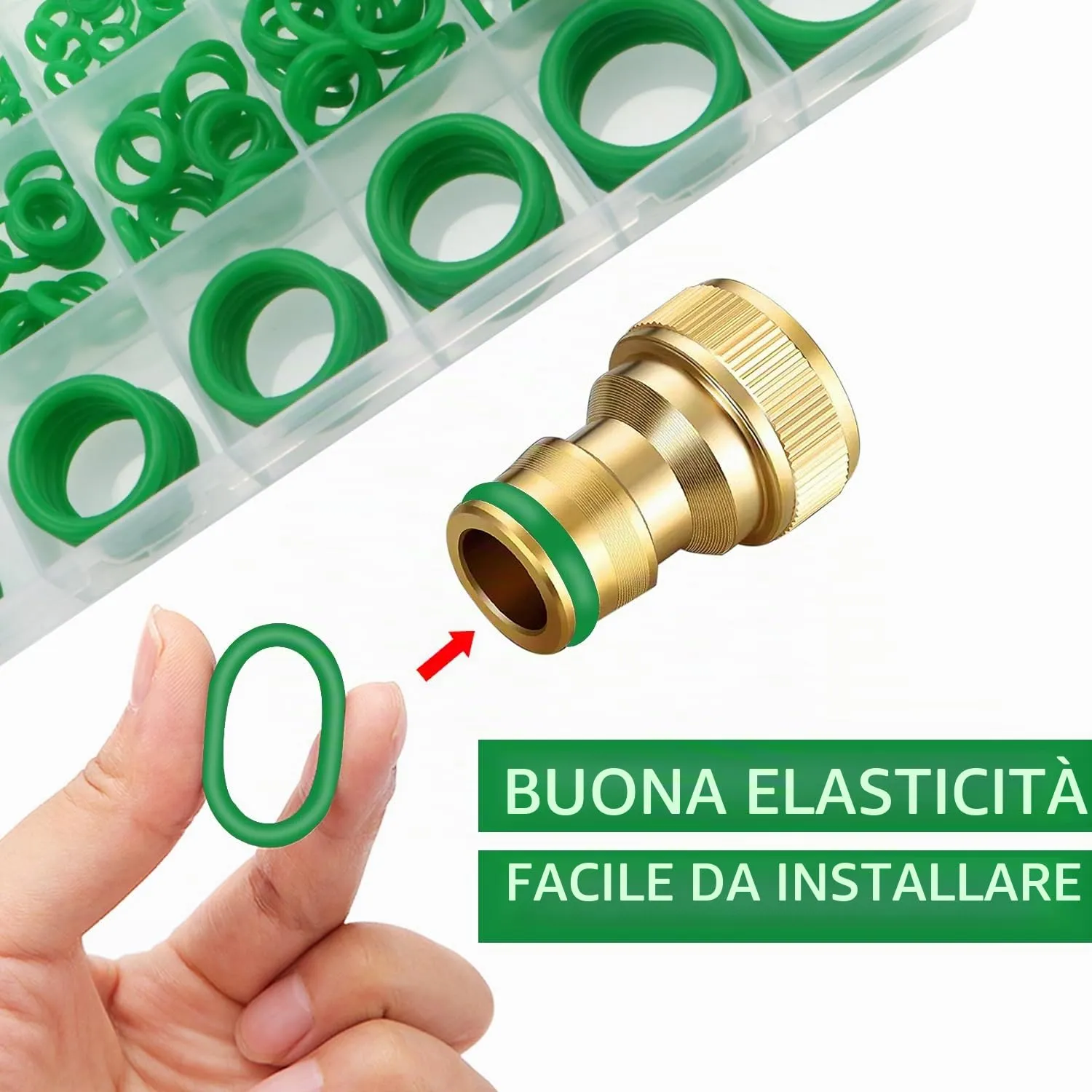 YIXISI Kit Assortimento O-ring in Silicone, 225 Pezzi, 15 Misure, Verde - immagine 5