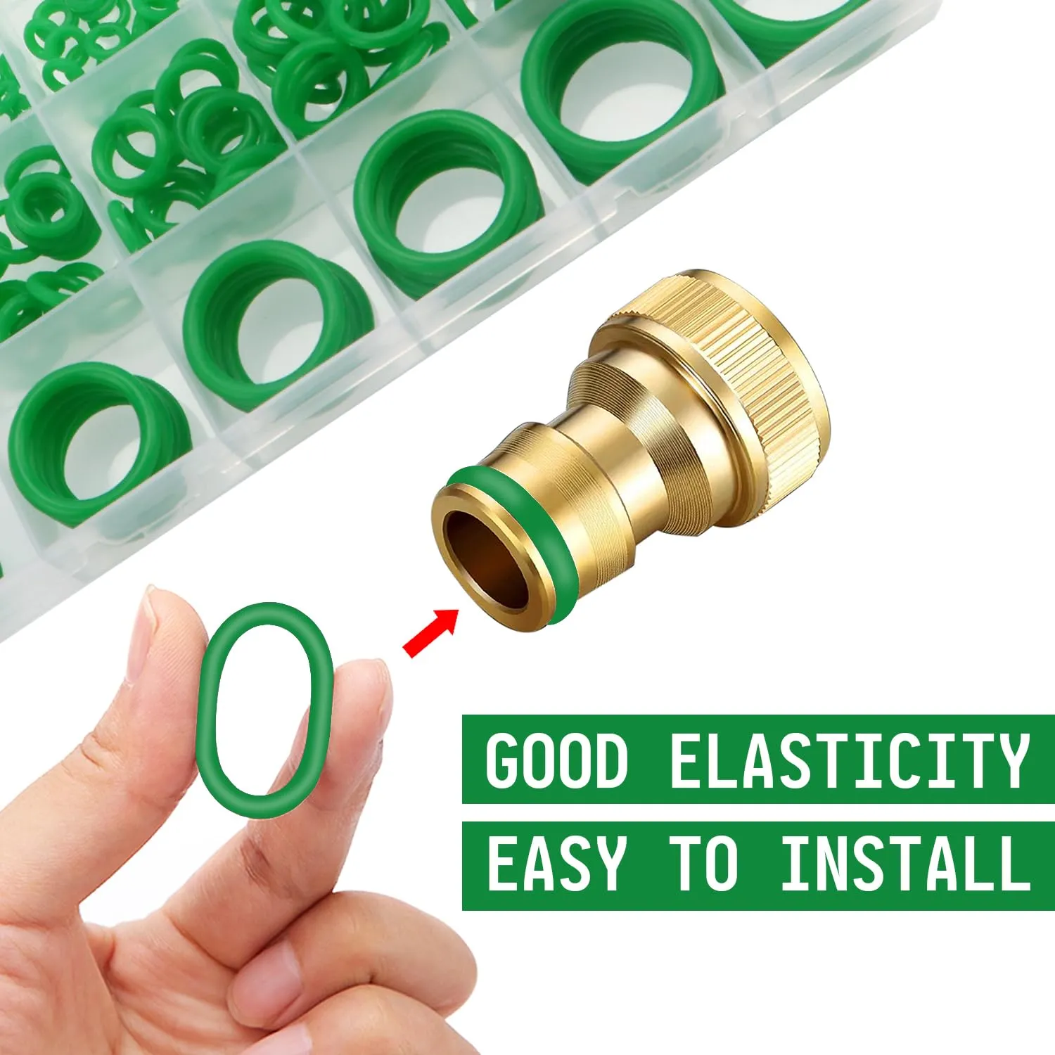 YIXISI Kit Assortimento O-ring in Silicone, 420 Pezzi, 24 Misure, Verde - immagine 5
