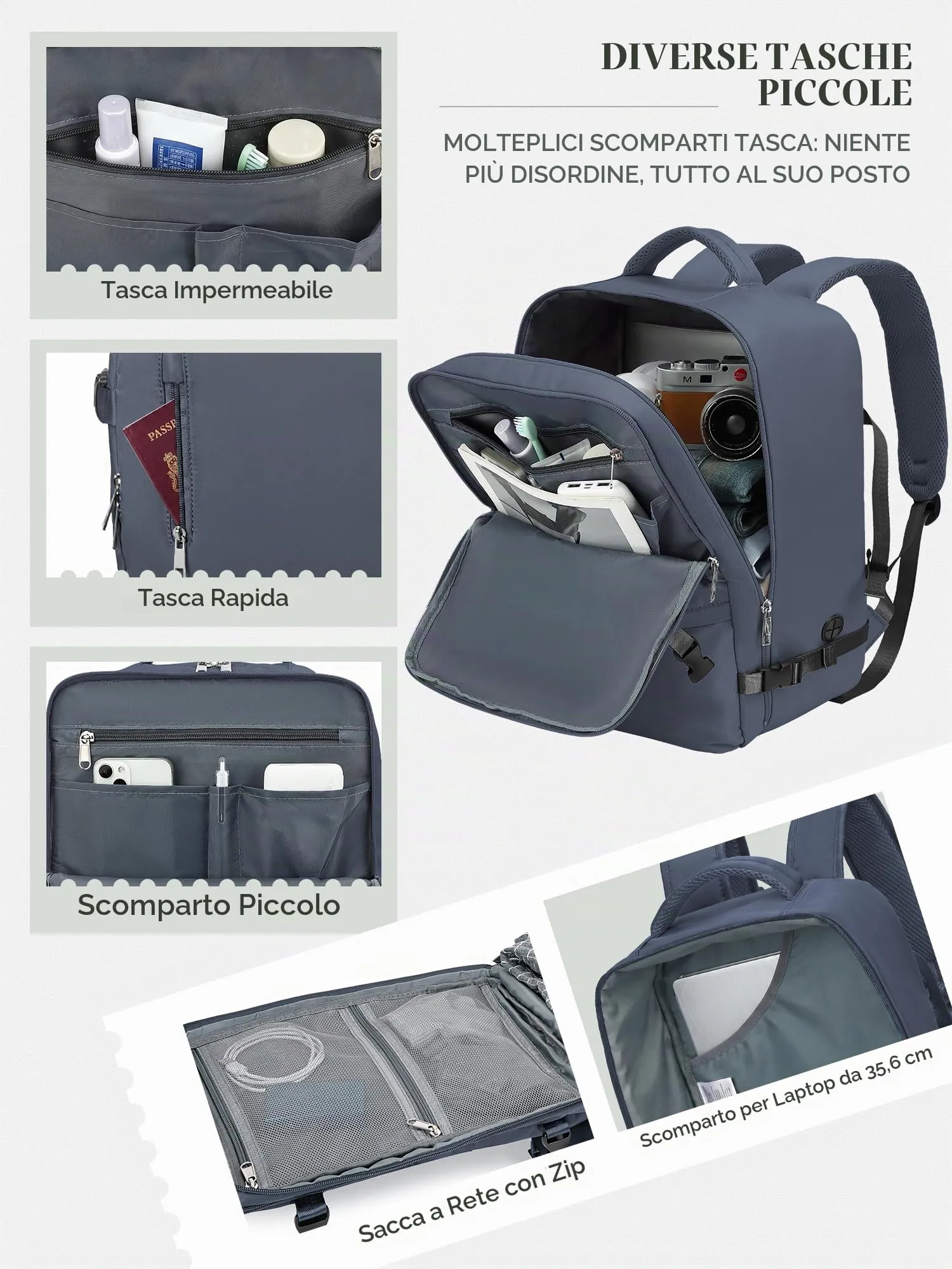 Hayayu Zaino Bagaglio a Mano 40x30x20 per Ryanair, 24L - immagine 3