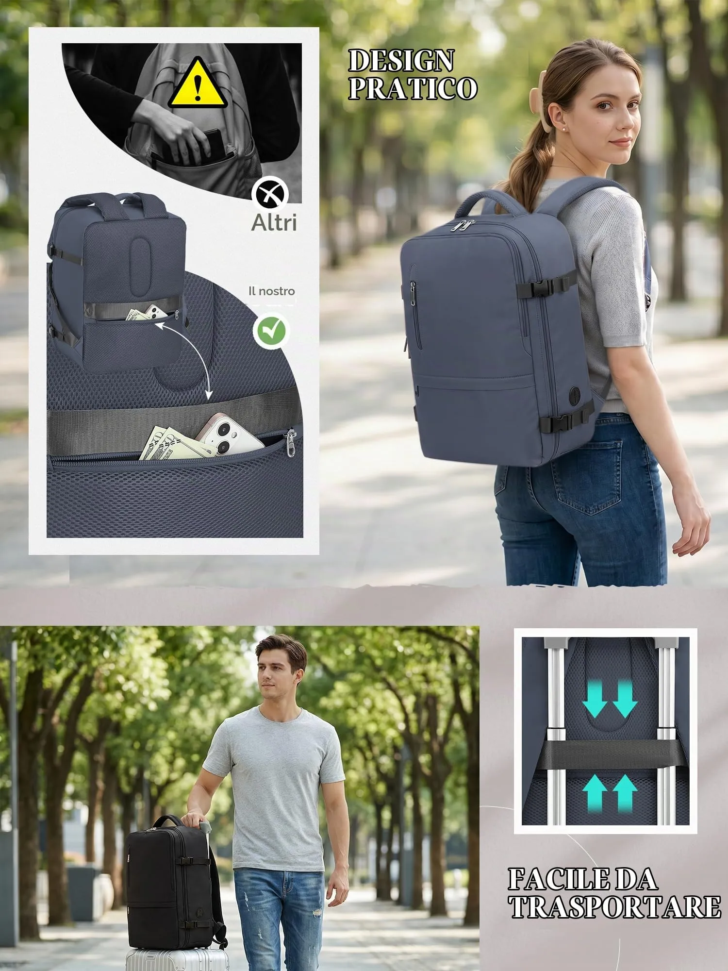 Hayayu Zaino Bagaglio a Mano 40x30x20 per Ryanair, 24L - immagine 4