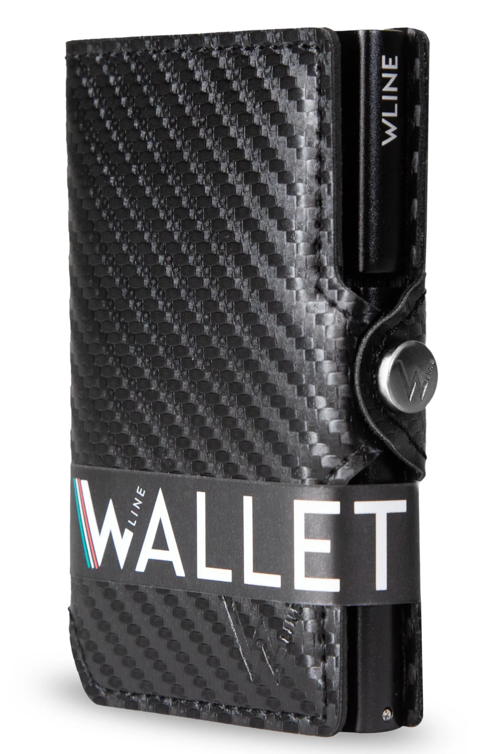 WLine Portafoglio Slim RFID in Fibra di Carbonio per Uomo e Donna, Nero Carbon senza Zip - immagine 1