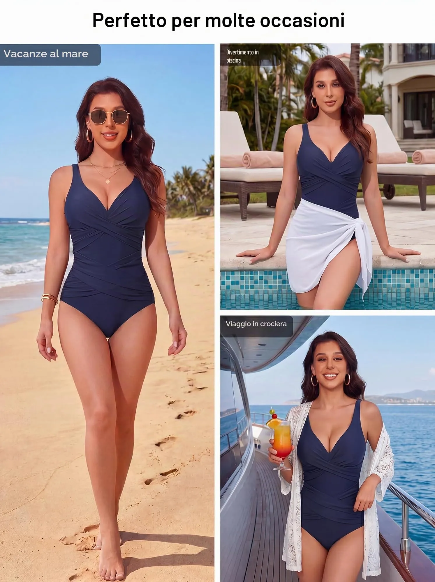 Smismivo Costume da Bagno Intero da Donna con Controllo della Pancia Push up e Halter Imbottito - immagine 6