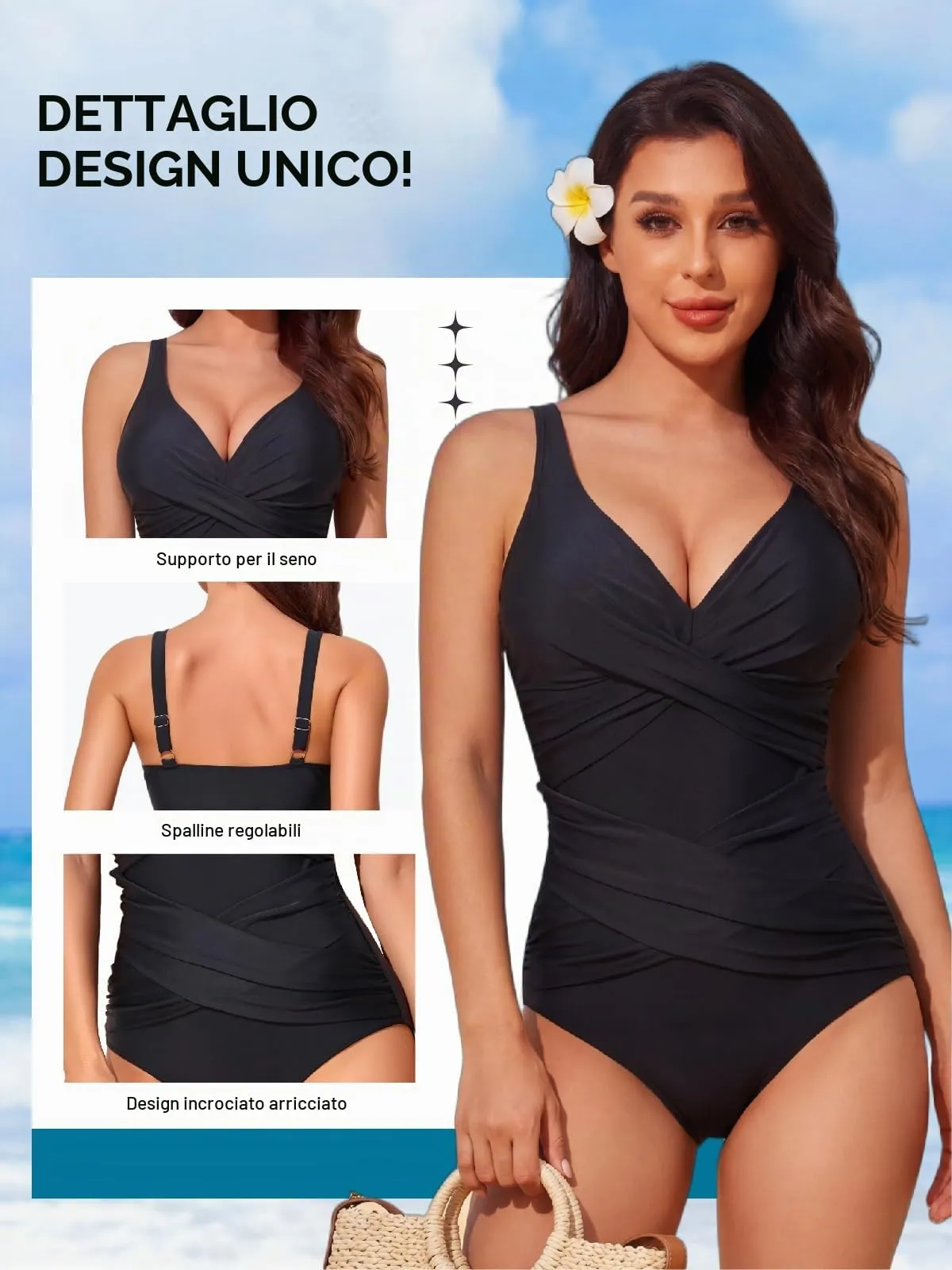 Smismivo Costume da Bagno Intero Donna con Controllo della Pancia e Push up Halter Imbottito - immagine 5