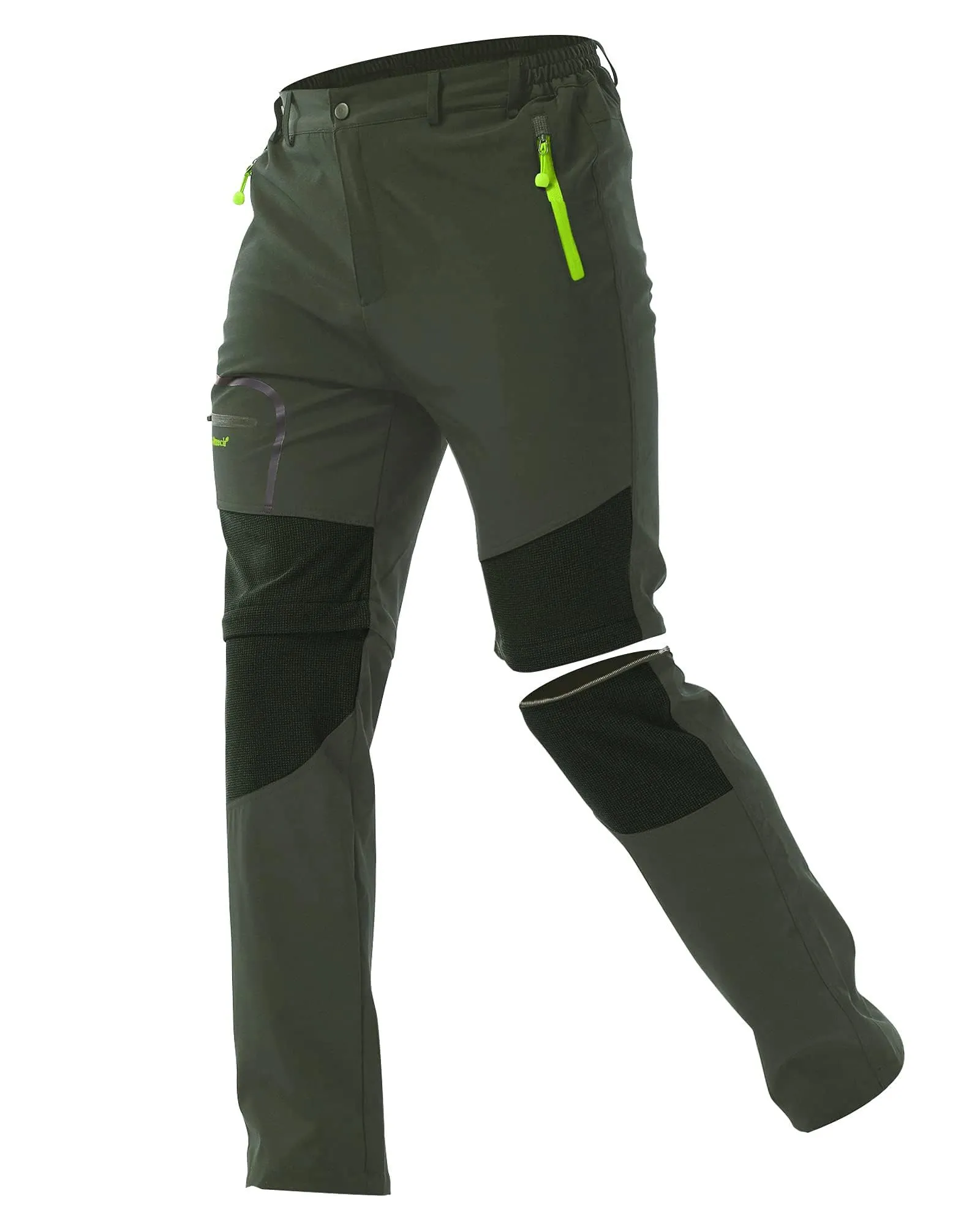 Zoerea Pantaloni Trekking Uomo Convertibili Traspiranti, Verde, S - immagine 1