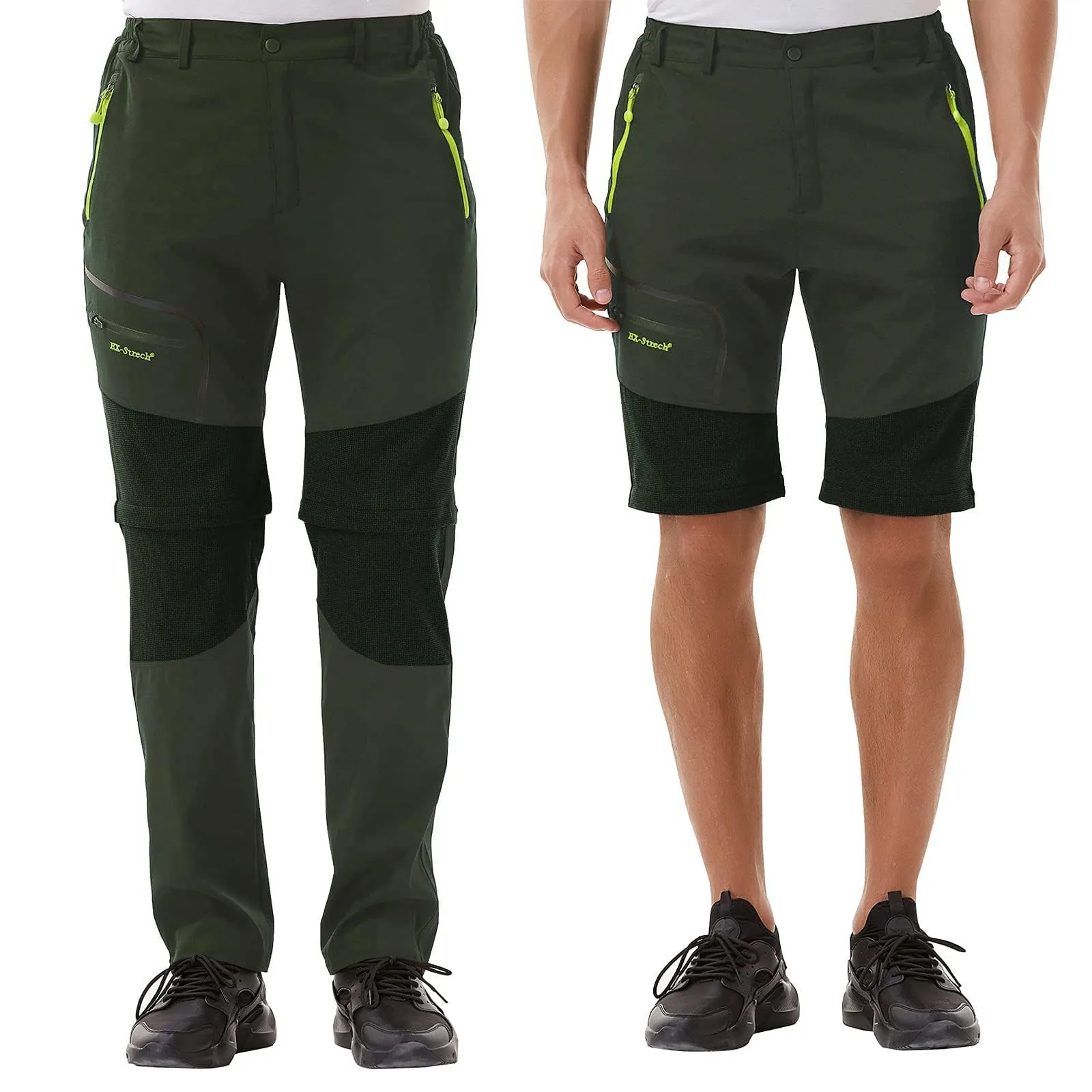 Zoerea Pantaloni Trekking Uomo Convertibili Traspiranti, Verde, S - immagine 2