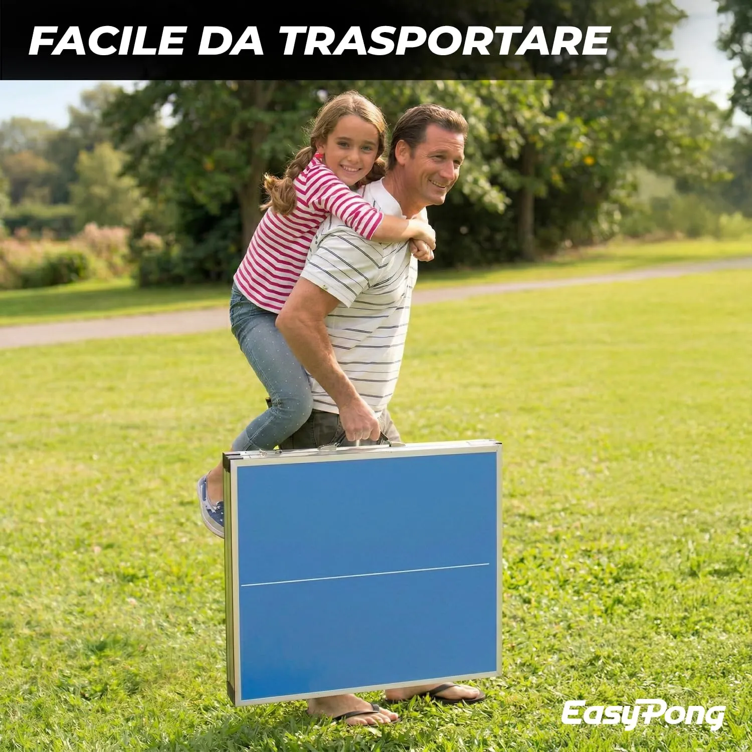 Original Cup EasyPong Mini Tavolo da Ping Pong Blu 182x91cm con 2 Racchette e 4 Palline - immagine 7