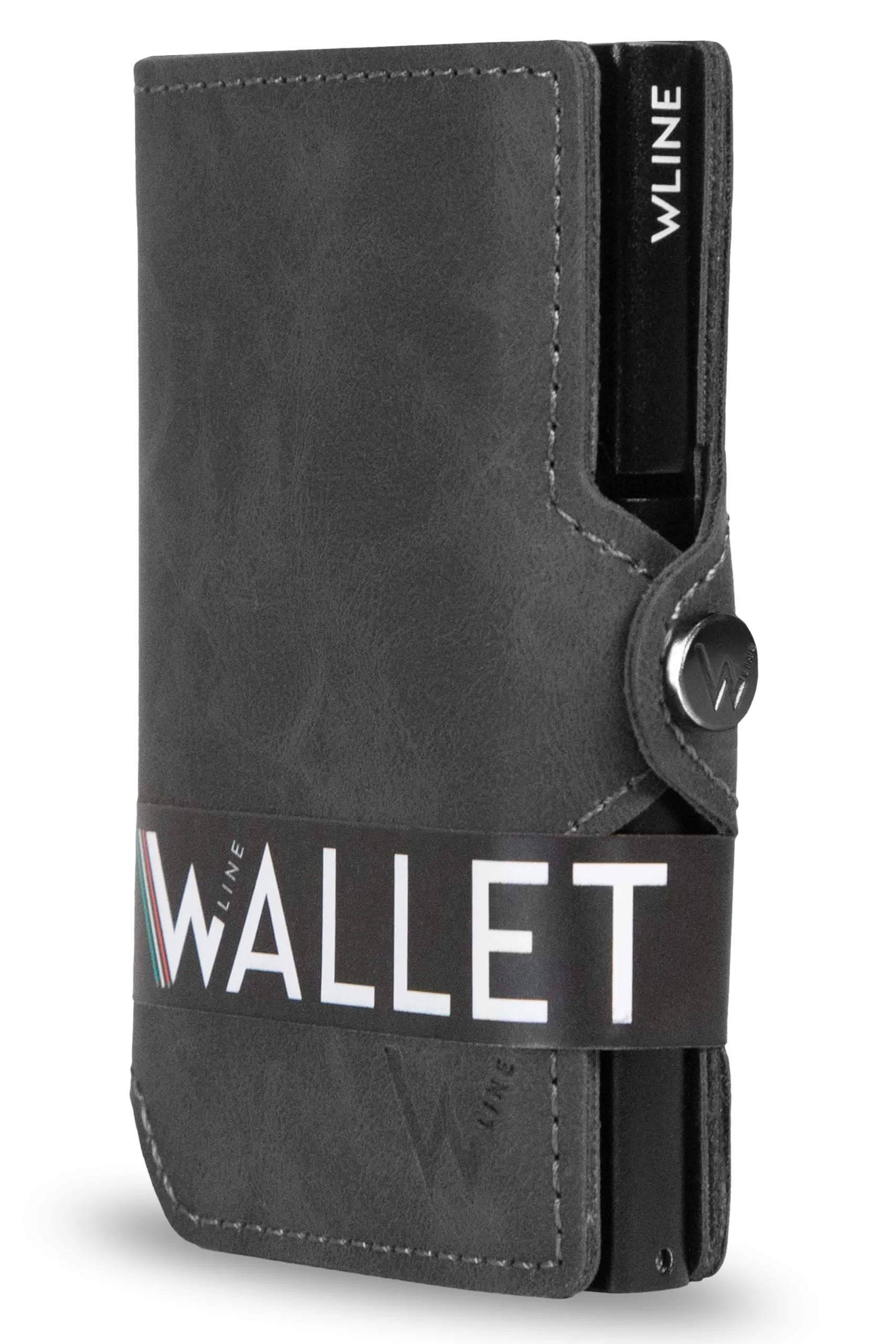 WLine Portafoglio Slim RFID in Pelle PU per Uomo e Donna, Grigio Vintage senza Zip - immagine 1