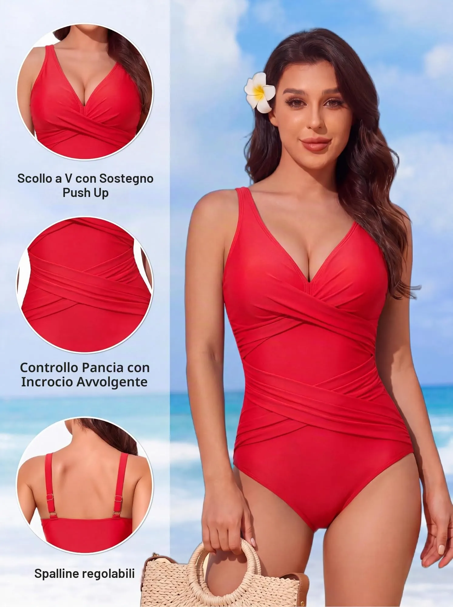 Smismivo Costume da Bagno Intero da Donna con Controllo della Pancia e Push up Halter Imbottito - immagine 8