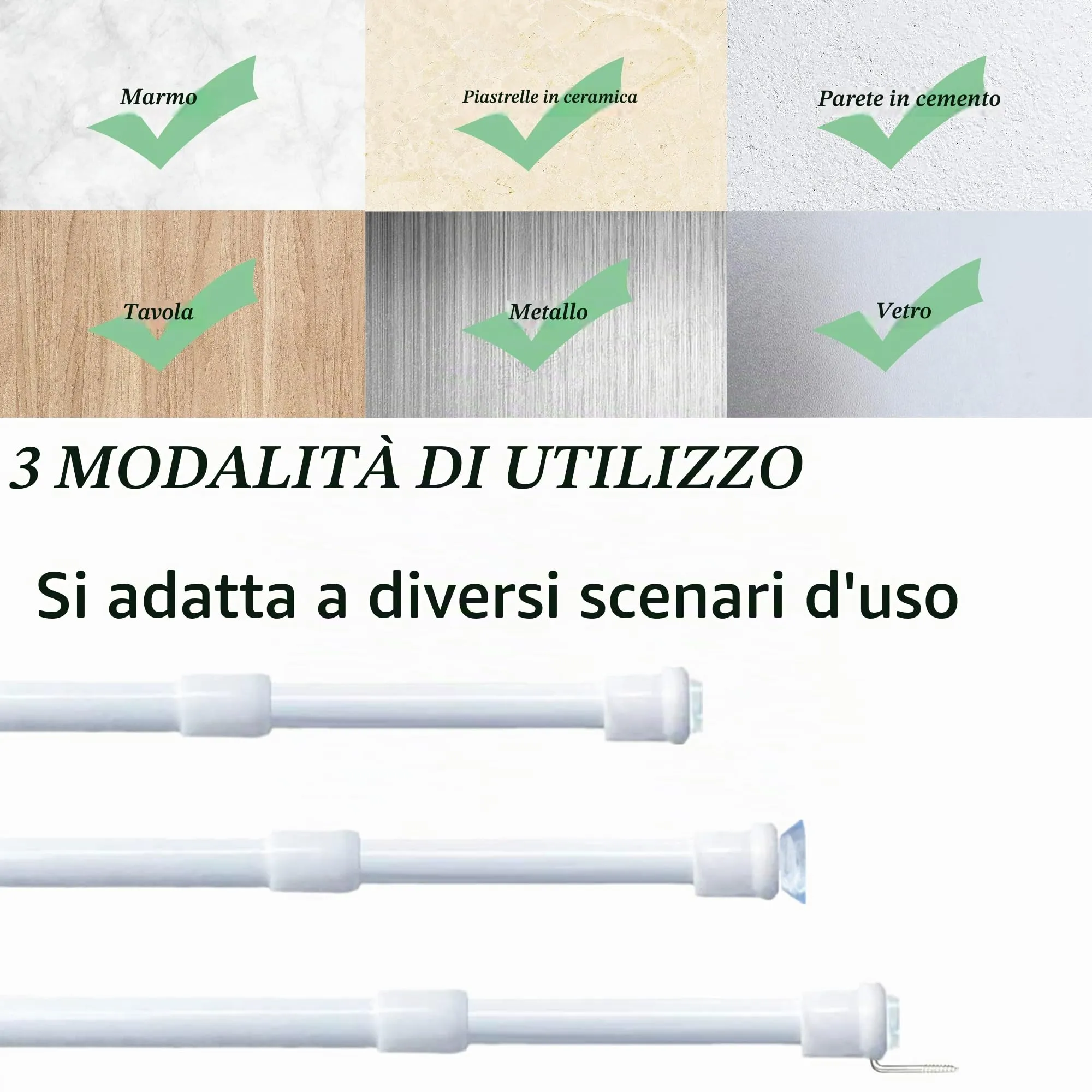 GDEVKHN Aste per Tende a Pressione Estendibili 45-60 cm, 2 Pezzi - immagine 2