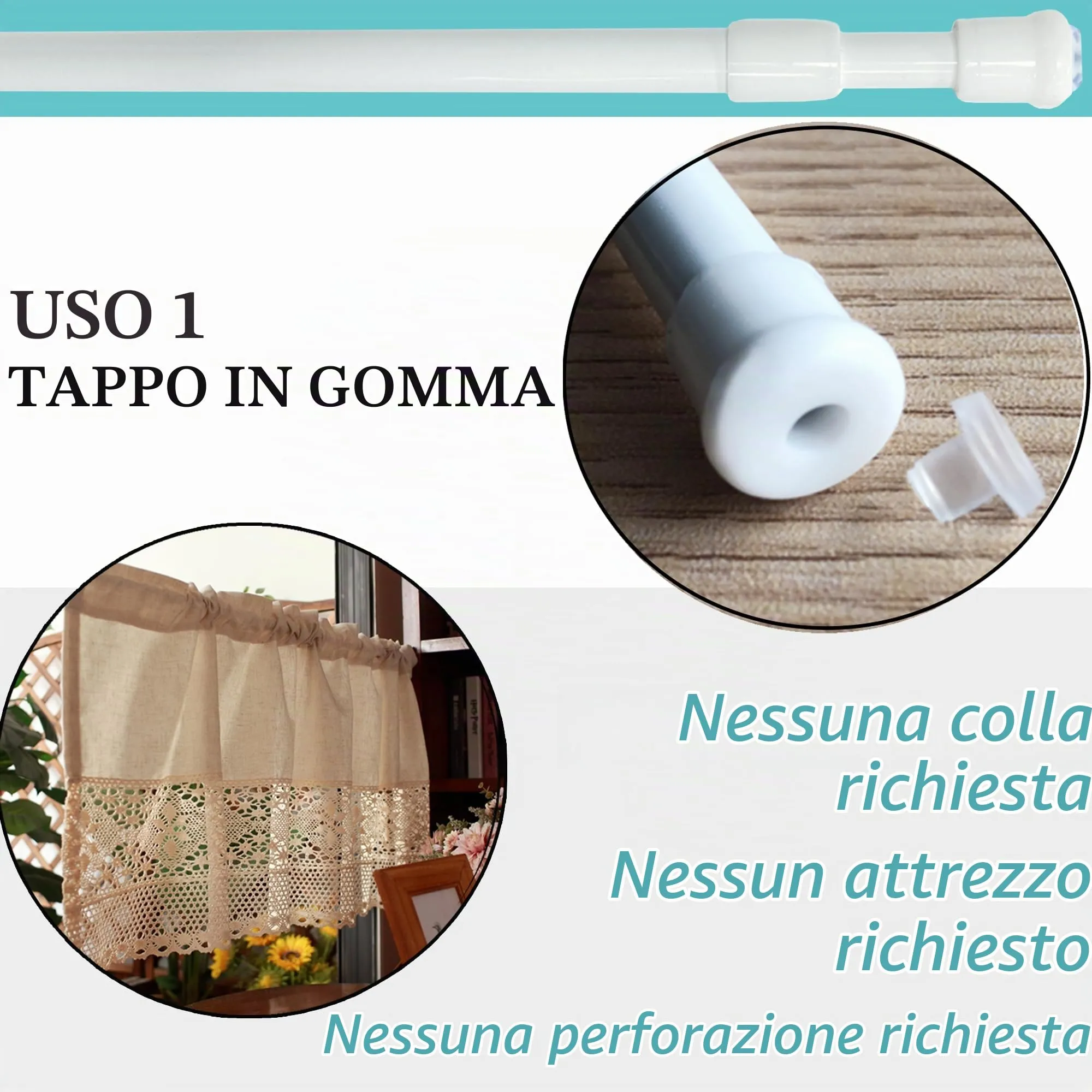GDEVKHN Aste per Tende a Pressione Estendibili 45-60 cm, 2 Pezzi - immagine 3