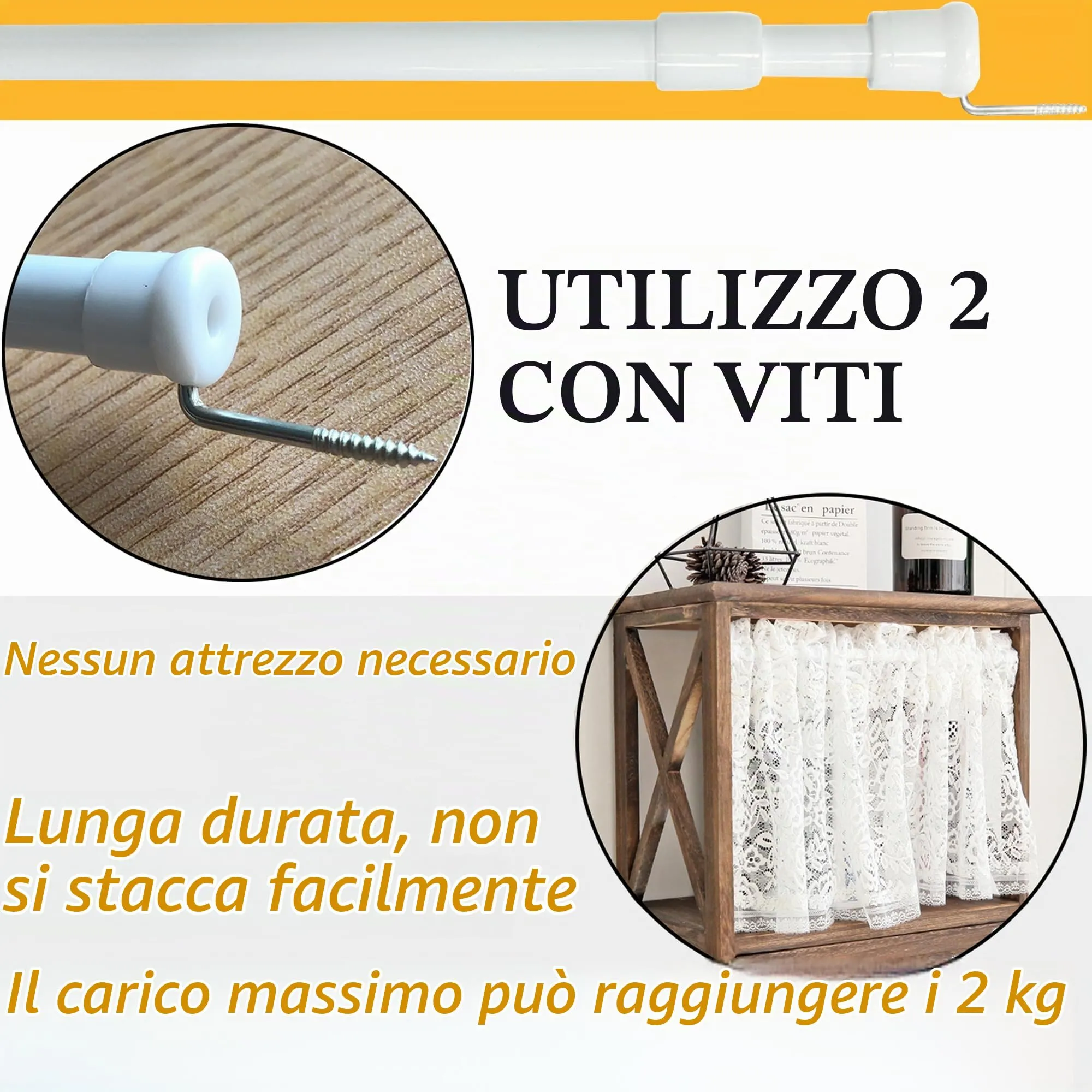 GDEVKHN Aste per Tende a Pressione Estendibili 45-60 cm, 2 Pezzi - immagine 4