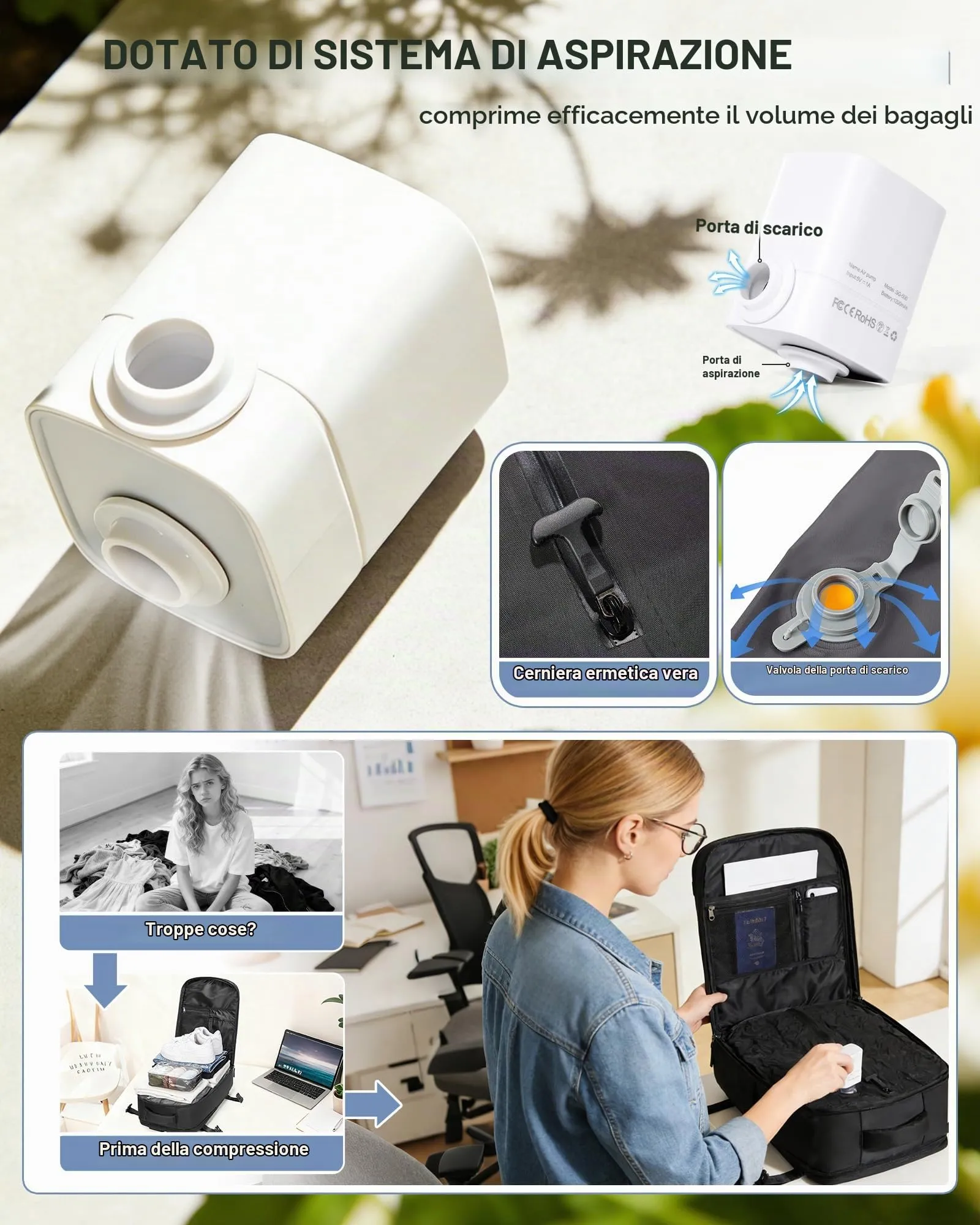 BJLFS Borsa da Cabina Ryanair 40x30x20 Bagaglio a Mano Sottovuoto Donna - immagine 4