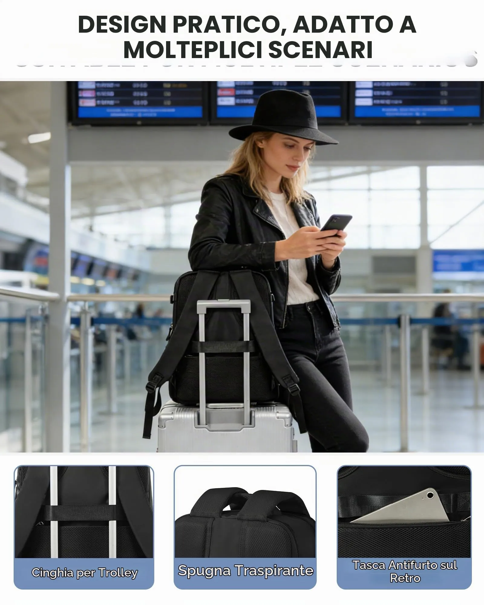 BJLFS Borsa da Cabina Ryanair 40x30x20 Bagaglio a Mano Sottovuoto Donna - immagine 6