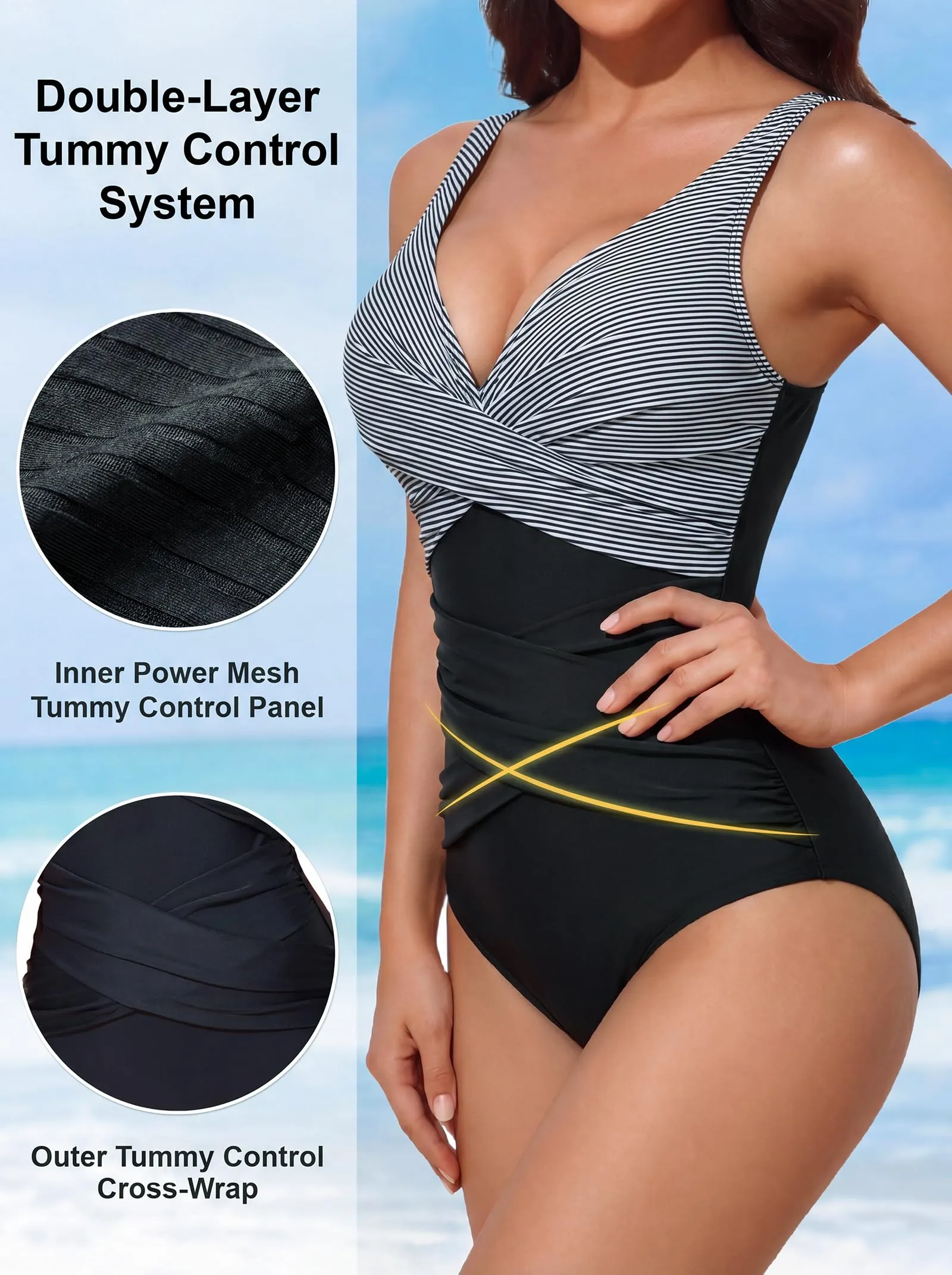 Smismivo Costume da Bagno Intero da Donna con Controllo della Pancia e Halter Imbottito - immagine 3