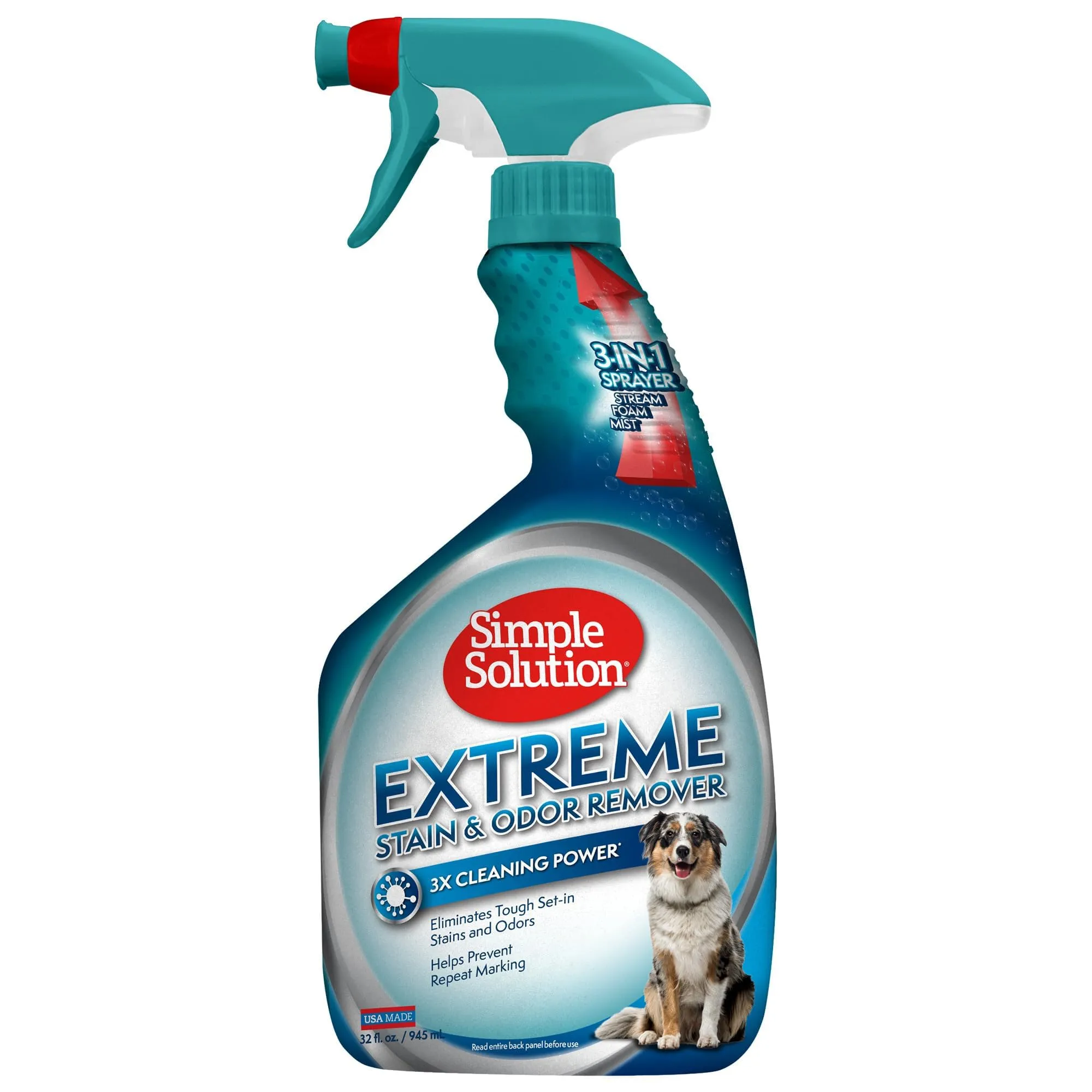 Simple Solution Extreme Pet Stain and Odour Remover, Pro-Bacteria Enzymatic Cleaner, 945ml - immagine 1