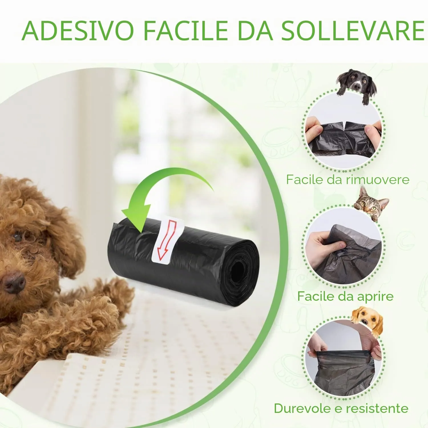Nobleza Borsa per escrementi per cani, 300 sacchetti, 20 rotoli, nero - immagine 4