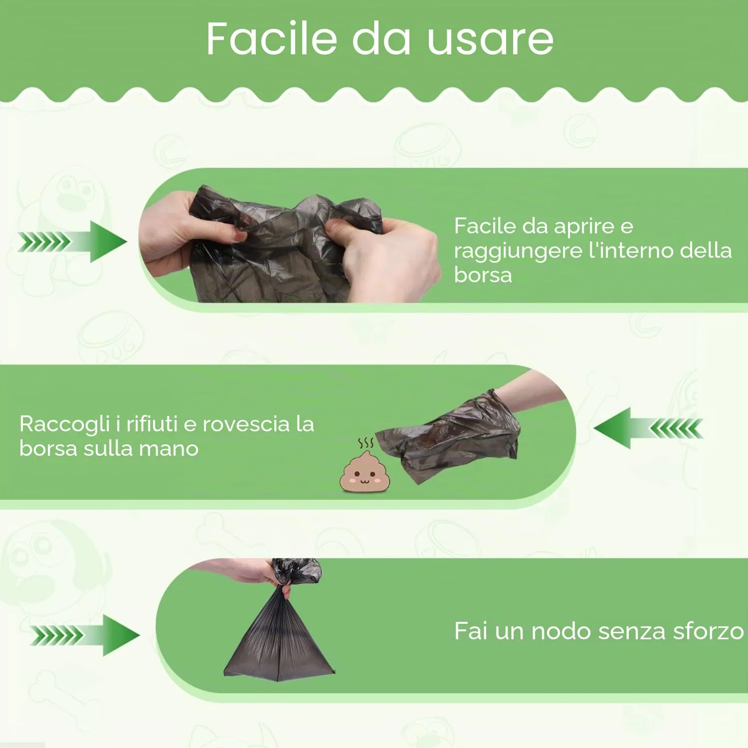 Nobleza Borsa per escrementi per cani, 300 sacchetti, 20 rotoli, nero - immagine 5