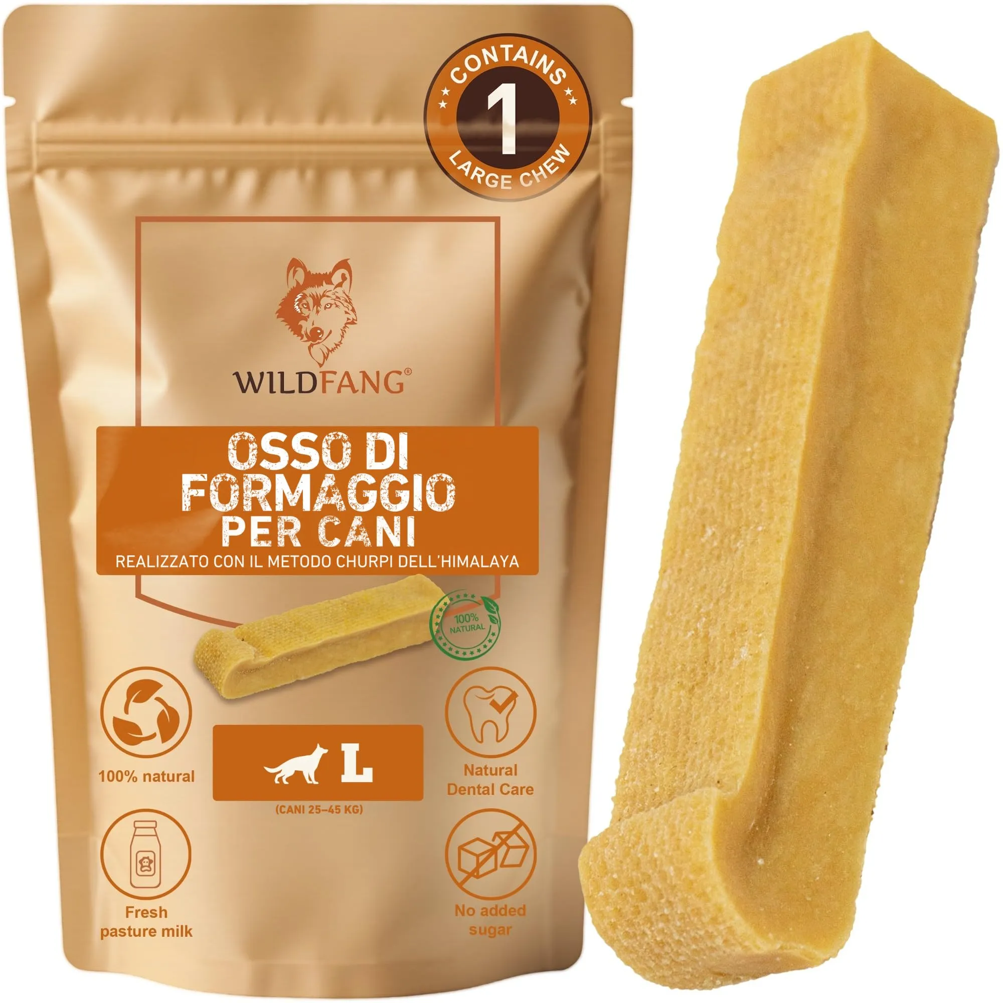 Wildfang Yak Chews, Grande per Cani 25–45 kg, Stile Churpi, 101 g - immagine 1