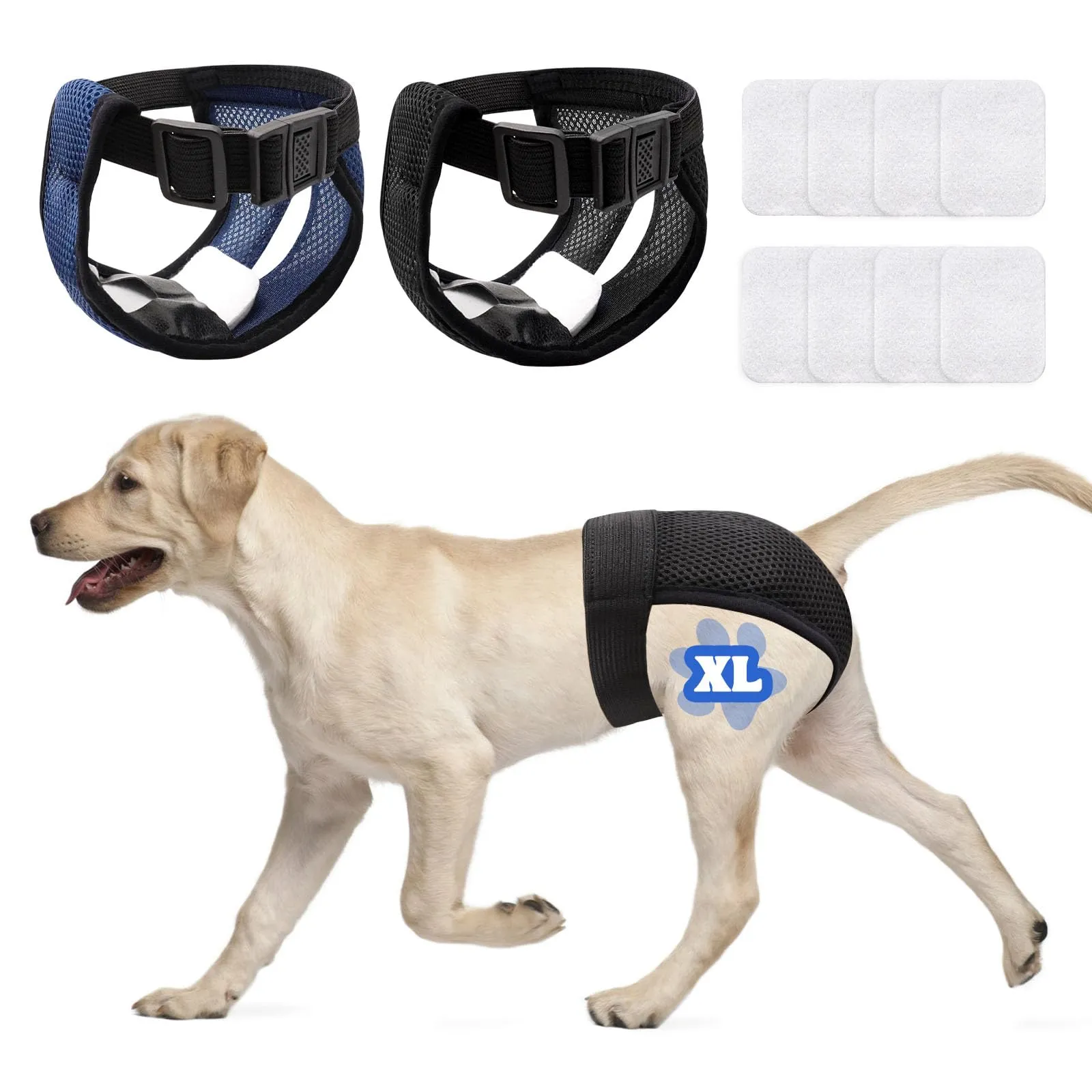 JUNUNDJING Pannolini per Cani Femmina Riutilizzabili e Lavabili con 8 Assorbenti, XL - immagine 1