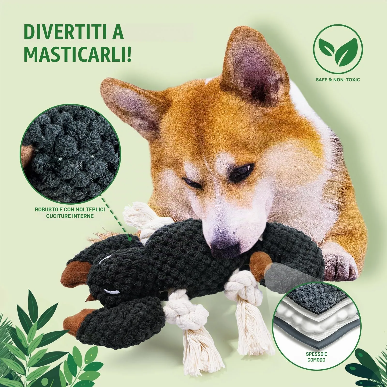 LEGEND SANDY Giocattoli di peluche per cani di piccola taglia con corde e squittio, confezione da 5 pezzi - immagine 4