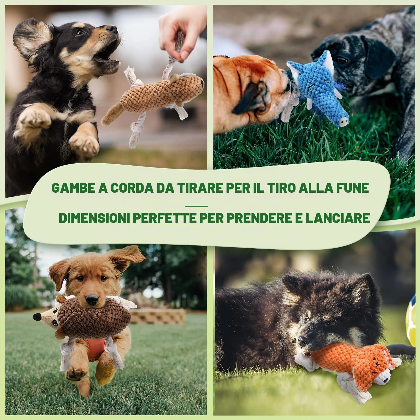 LEGEND SANDY Giocattoli di peluche per cani di piccola taglia con corde e squittio, confezione da 5 pezzi - immagine 6