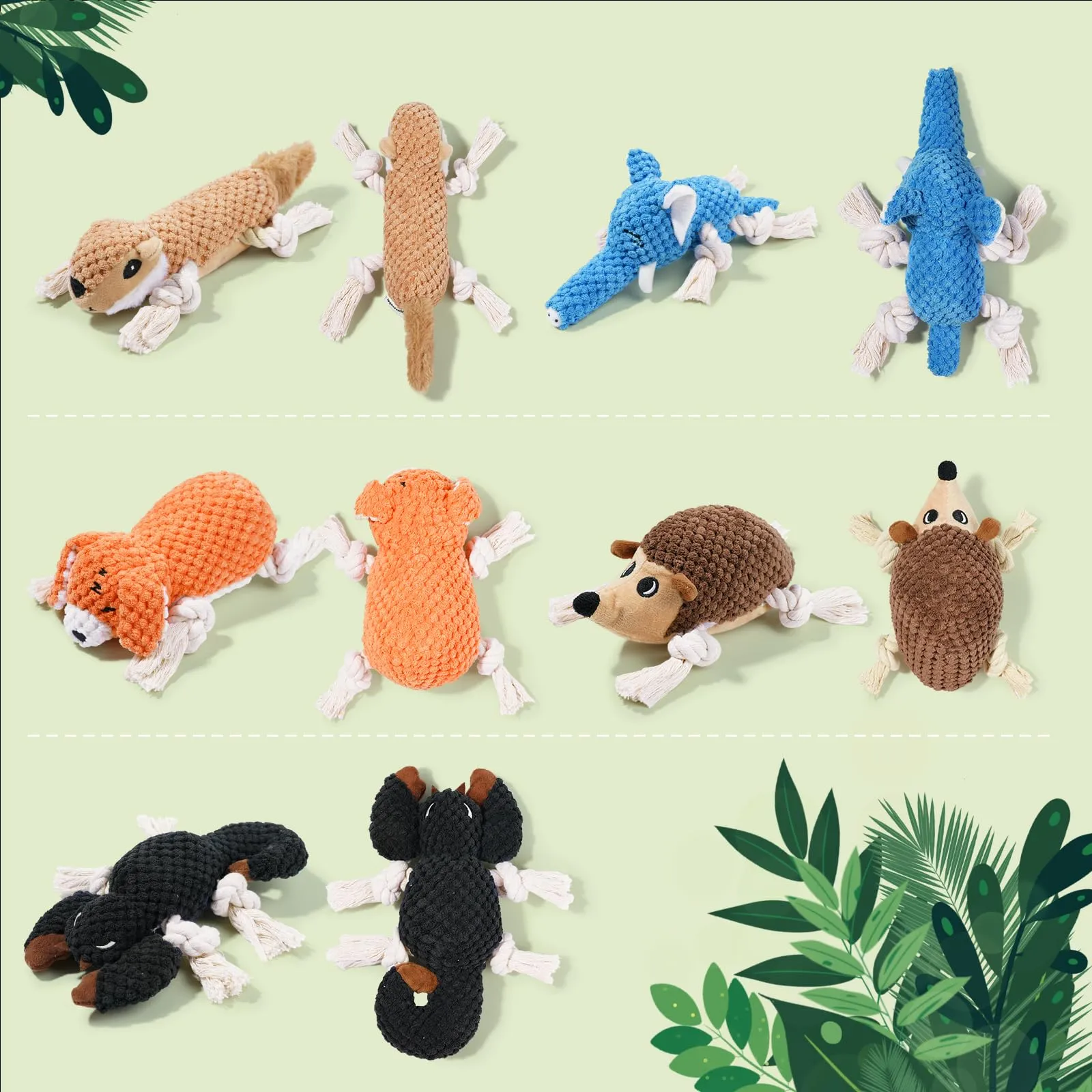 LEGEND SANDY Giocattoli di peluche per cani di piccola taglia con corde e squittio, confezione da 5 pezzi - immagine 9
