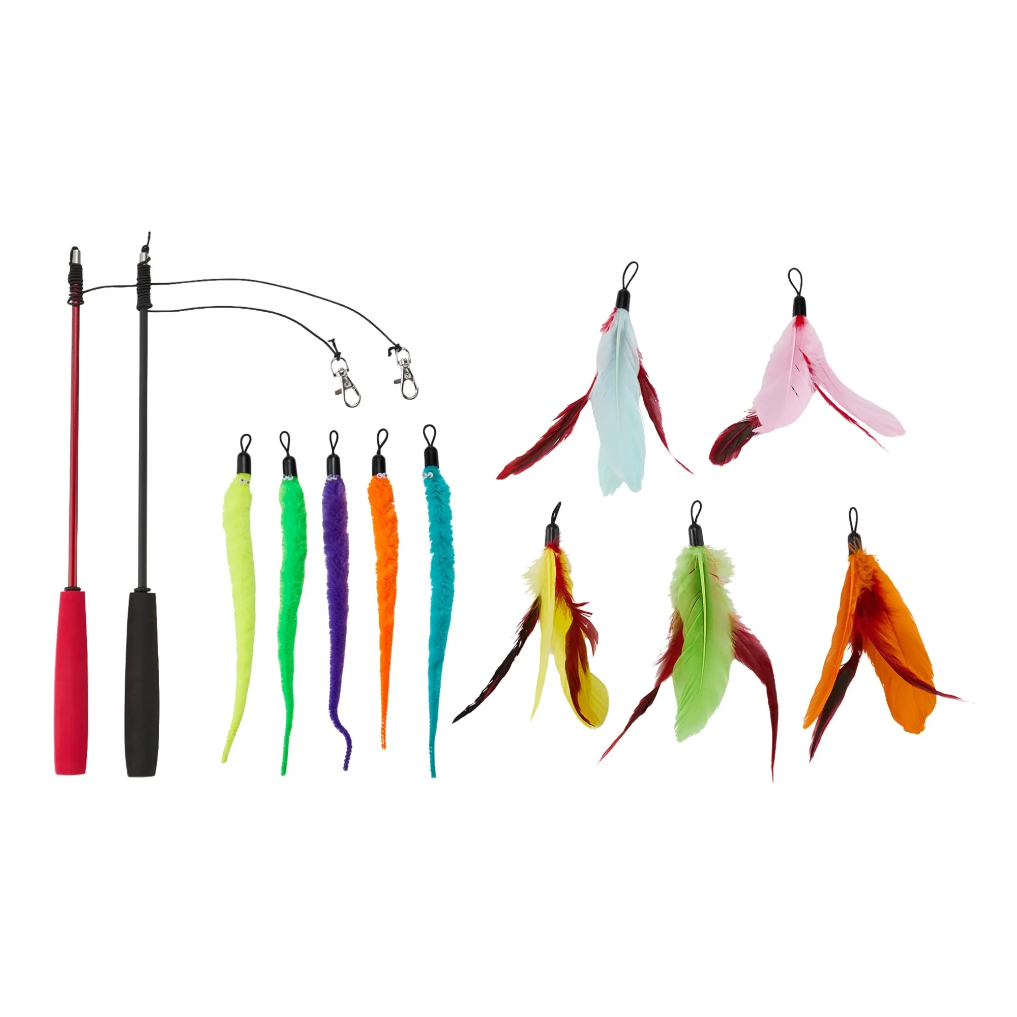 Amazon Basics Kit Giocattolo con Piume per Gatti, 2 Bacchette e 10 Ricambi - immagine 1