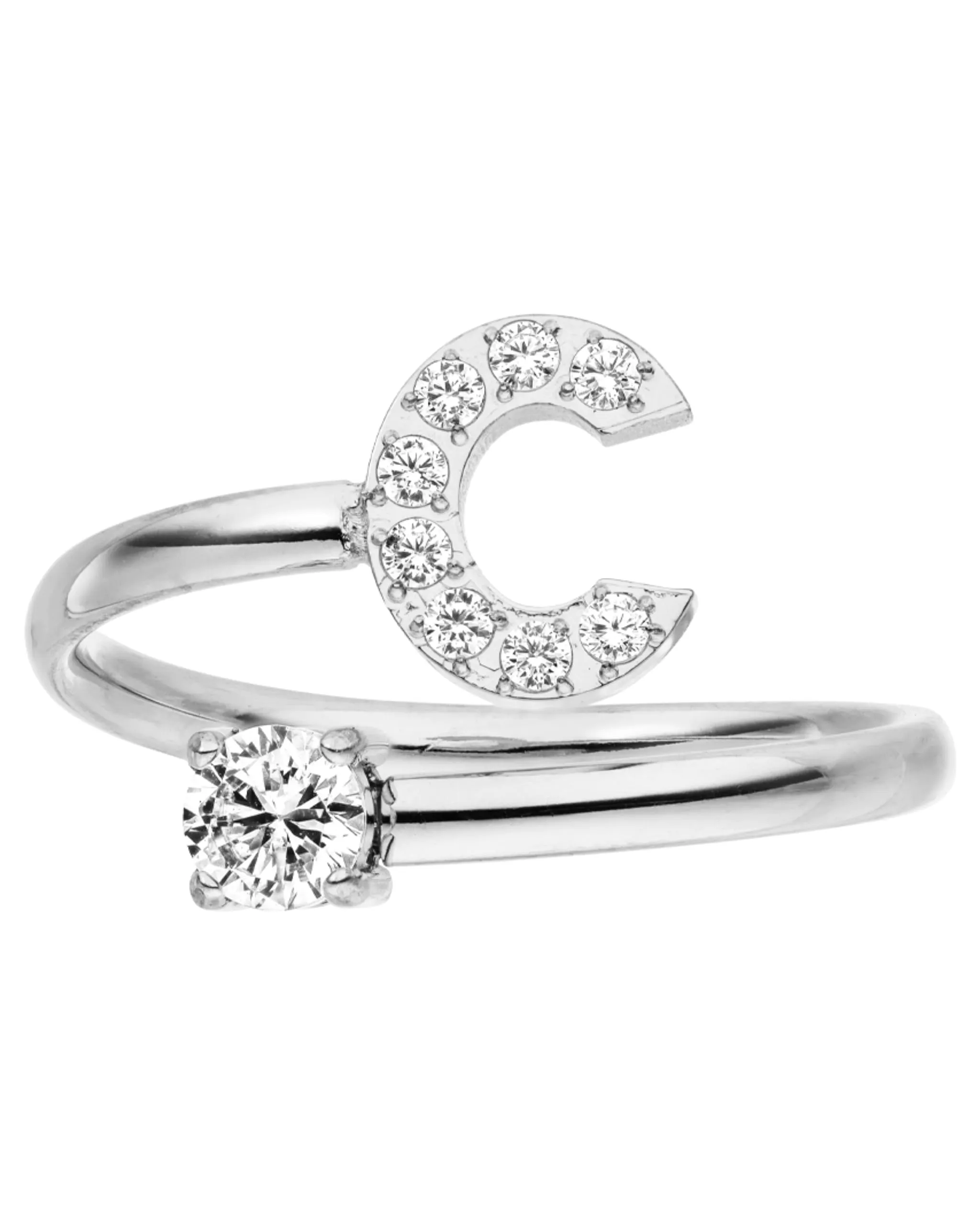 Purelei Anello con lettere in acciaio inossidabile, argento, regolabile 50-60 - immagine 1