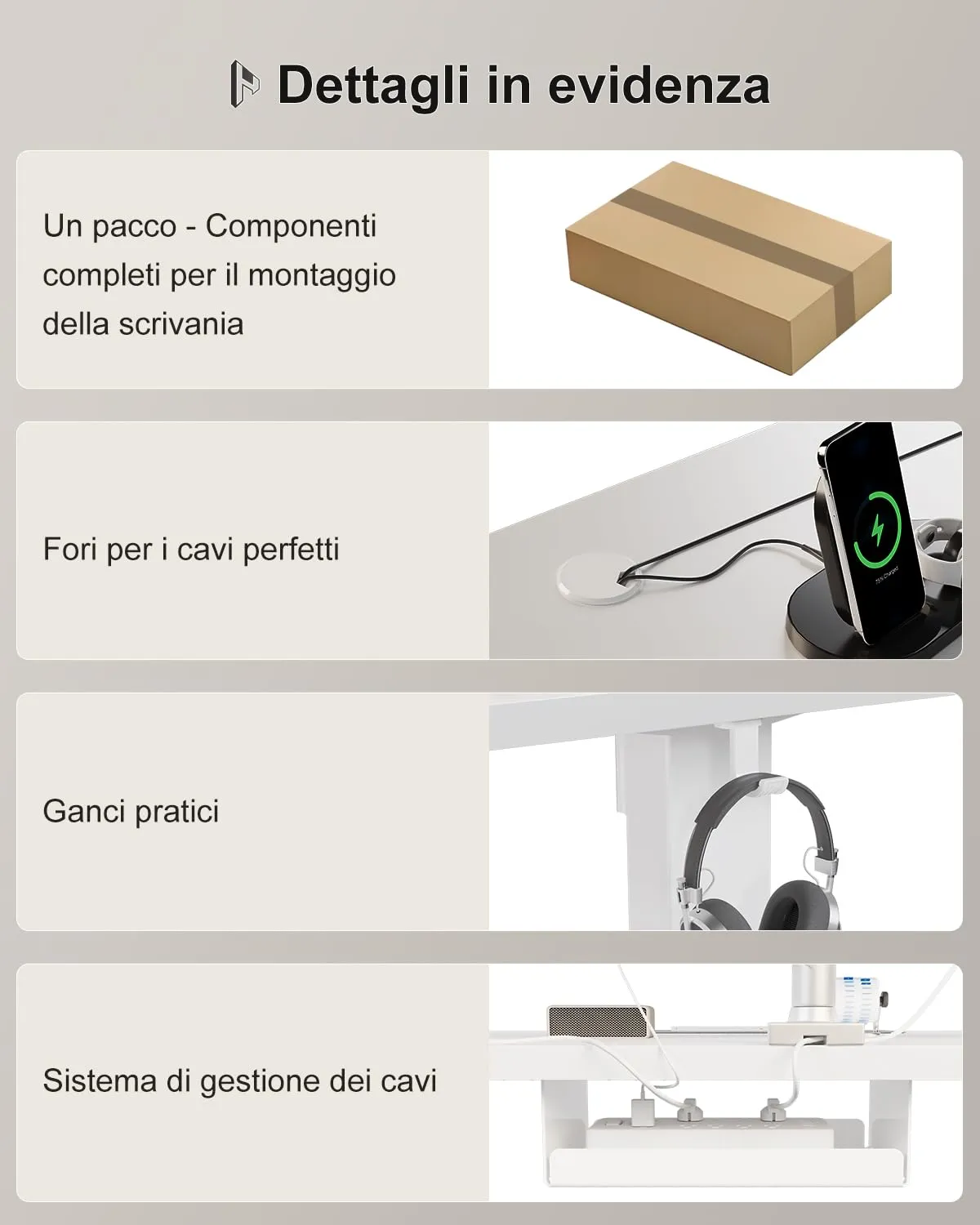 Homall Scrivania Regolabile in Altezza 140x70 cm con Porta USB, Bianco - immagine 9