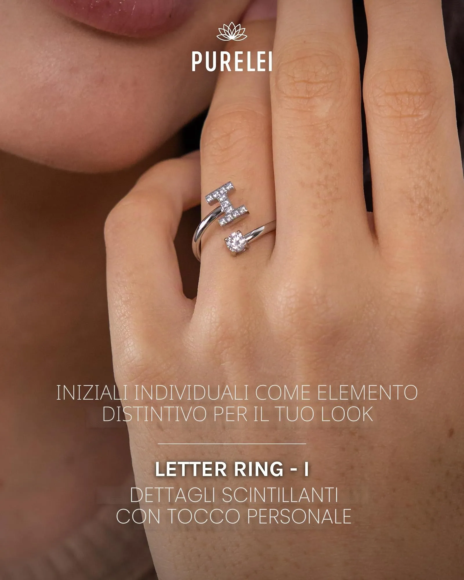 Purelei Anello Lettere in acciaio inossidabile, regolabile taglia 50-60 - immagine 2