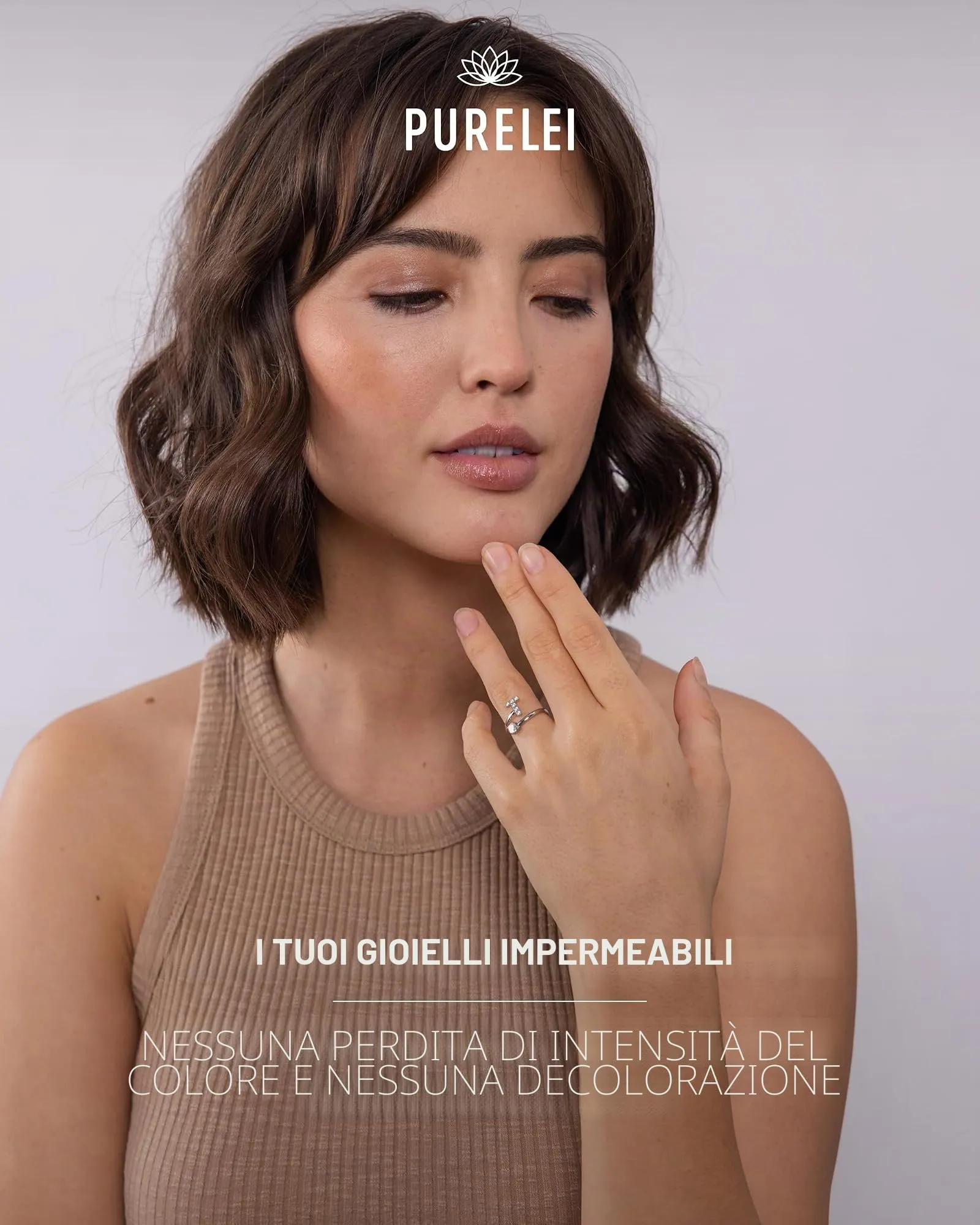 Purelei Anello con lettere in acciaio inossidabile, regolabile taglia 50-60 - immagine 5