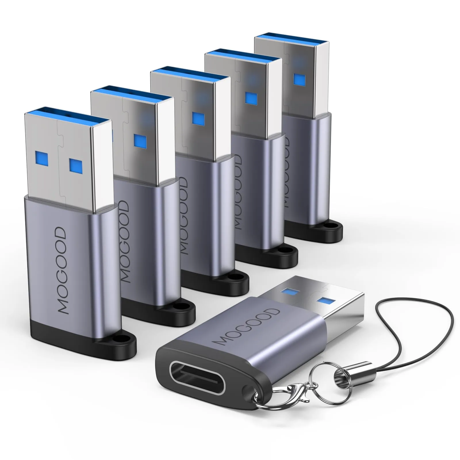MOGOOD Adattatore USB C a USB 3.2 10Gbps, Convertitore USB A a USB C con Gancio, 6 Pack - immagine 1