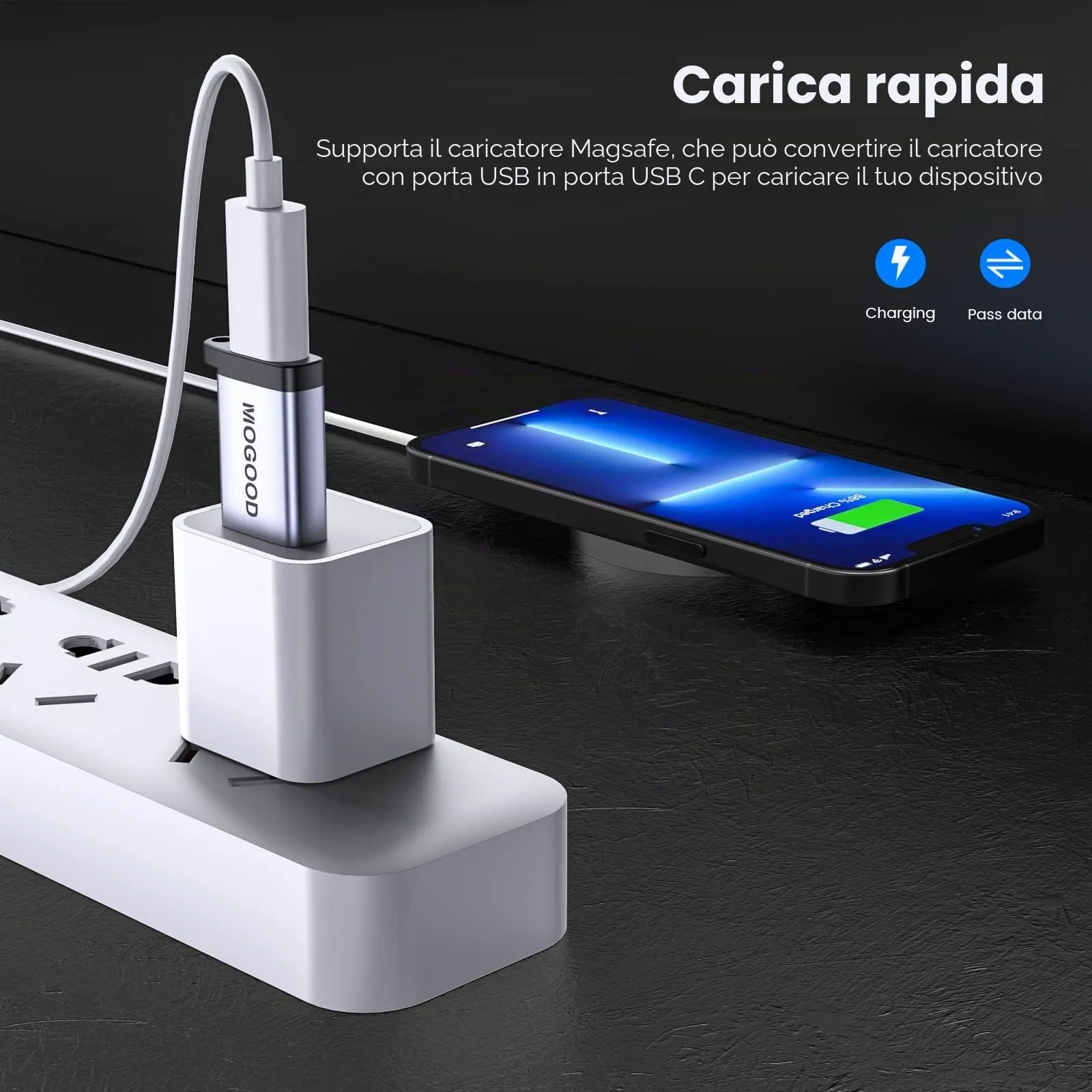 MOGOOD Adattatore USB C a USB 3.2 10Gbps, Convertitore USB A a USB C con Gancio, 6 Pack - immagine 2
