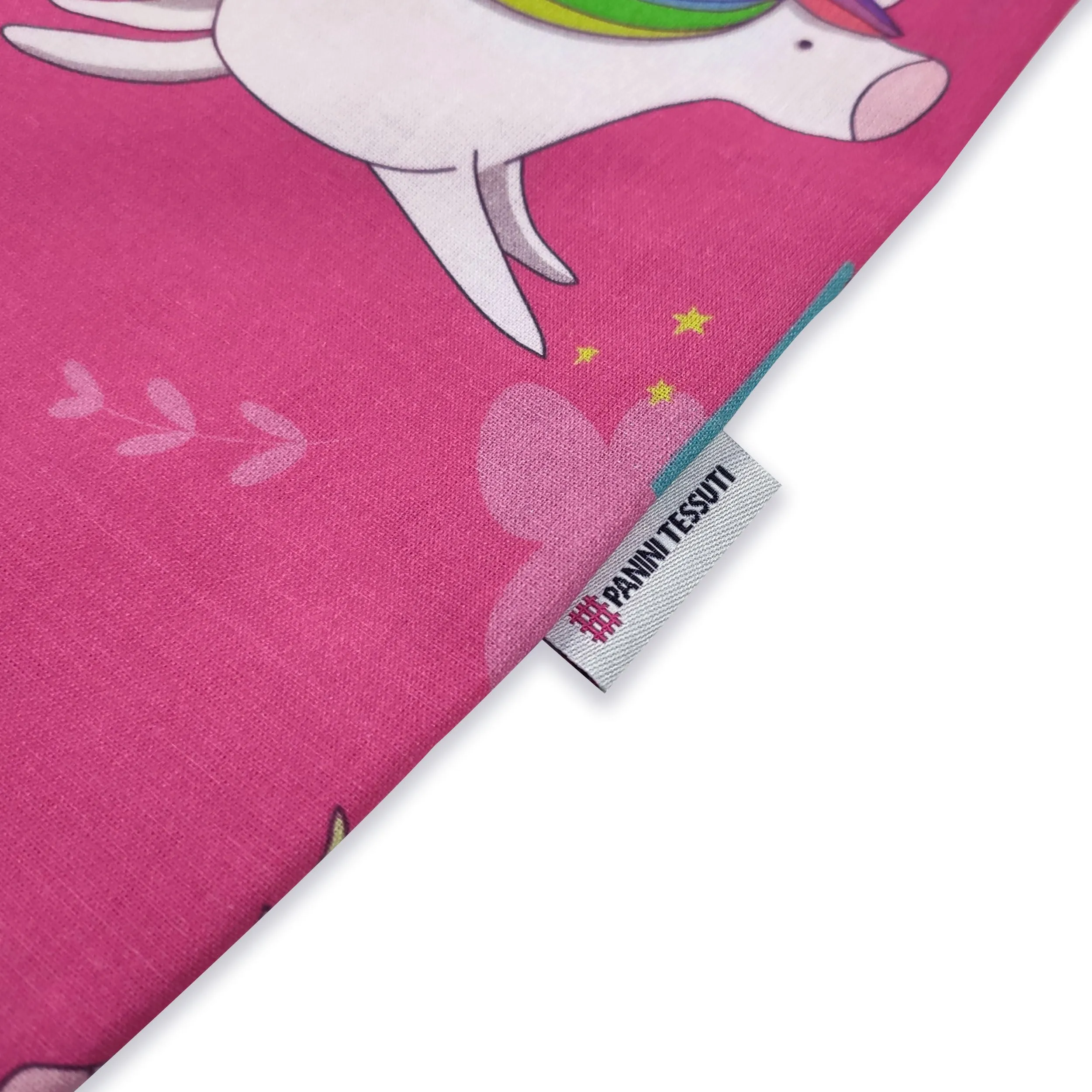 Panini Tessuti Sacchetto per Cambio Asilo Nido in Cotone, 34x44 cm, Fantasia Unicorni Arcobaleni - immagine 4