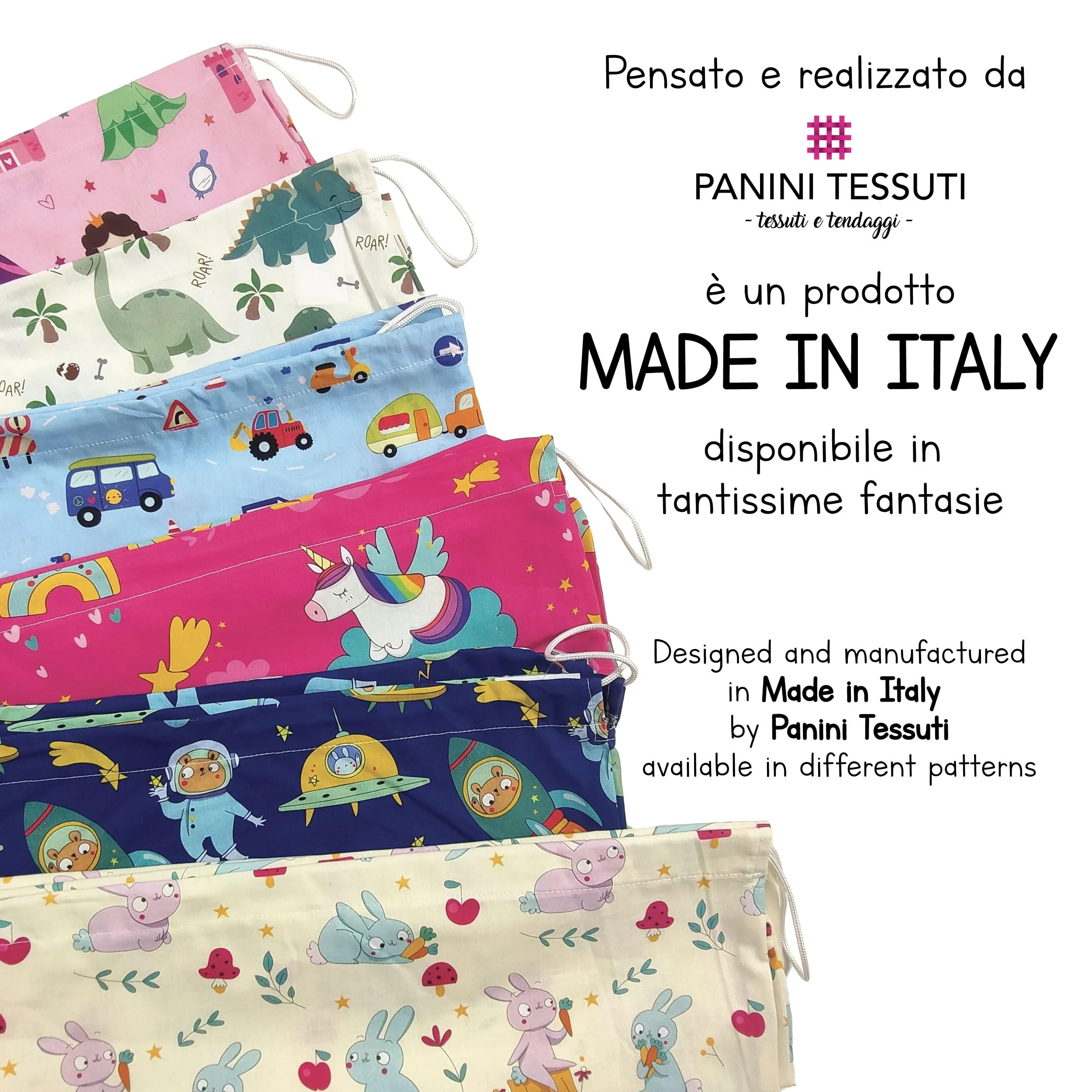 Panini Tessuti Sacchetto Cambio Asilo Nido in Cotone 34x44 cm, Fantasia Orsetto Api Azzurro - immagine 8