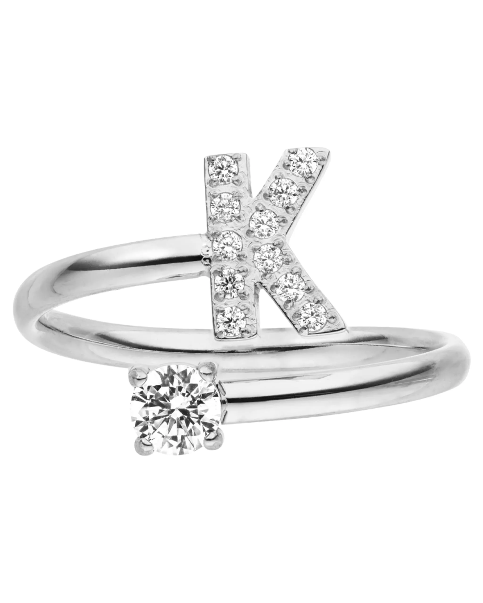 Purelei Anello lettera K in acciaio inox, regolabile 50-60, resistente all'acqua - immagine 1