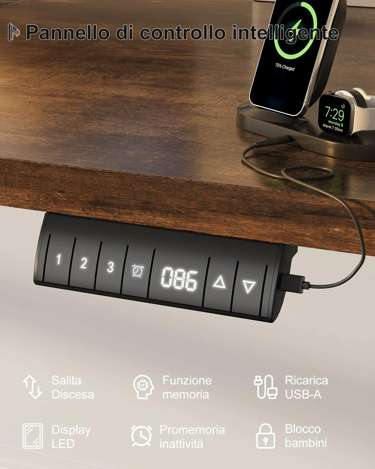 Homall Scrivania Regolabile in Altezza 160x80 cm con Porta USB, Marrone - immagine 4