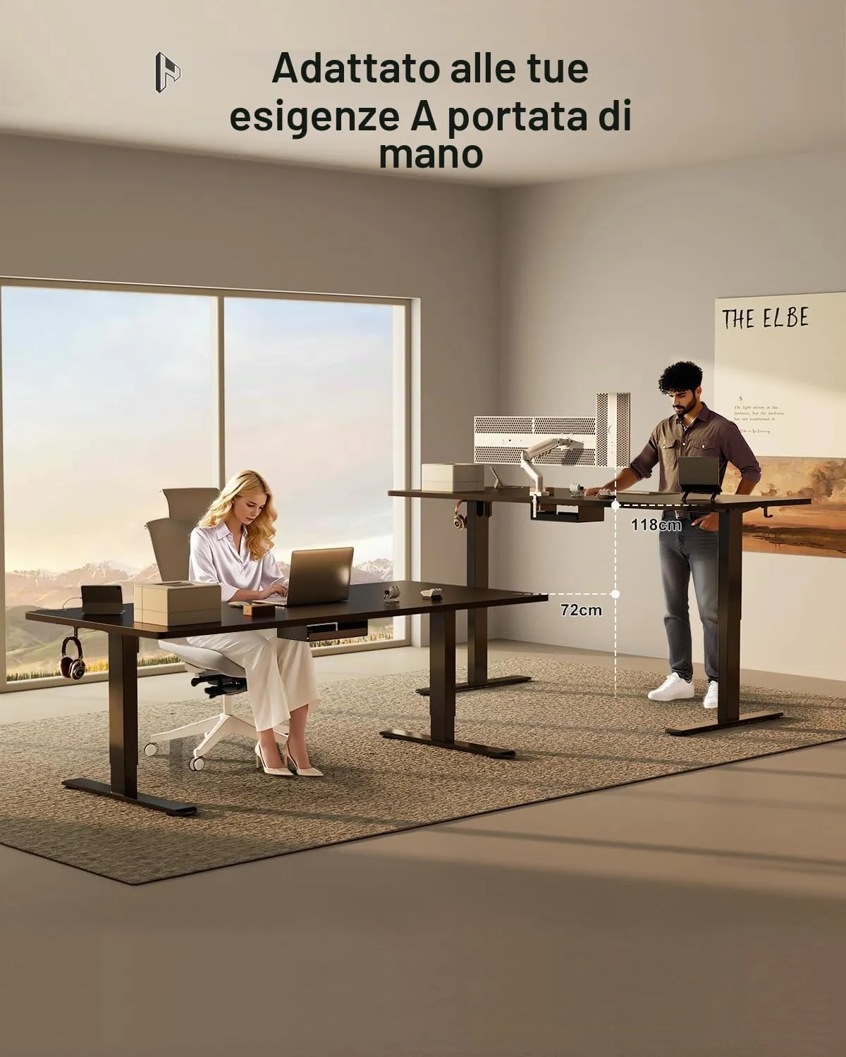 Homall Scrivania Regolabile in Altezza 140x70 cm con Porta USB, Nero - immagine 7