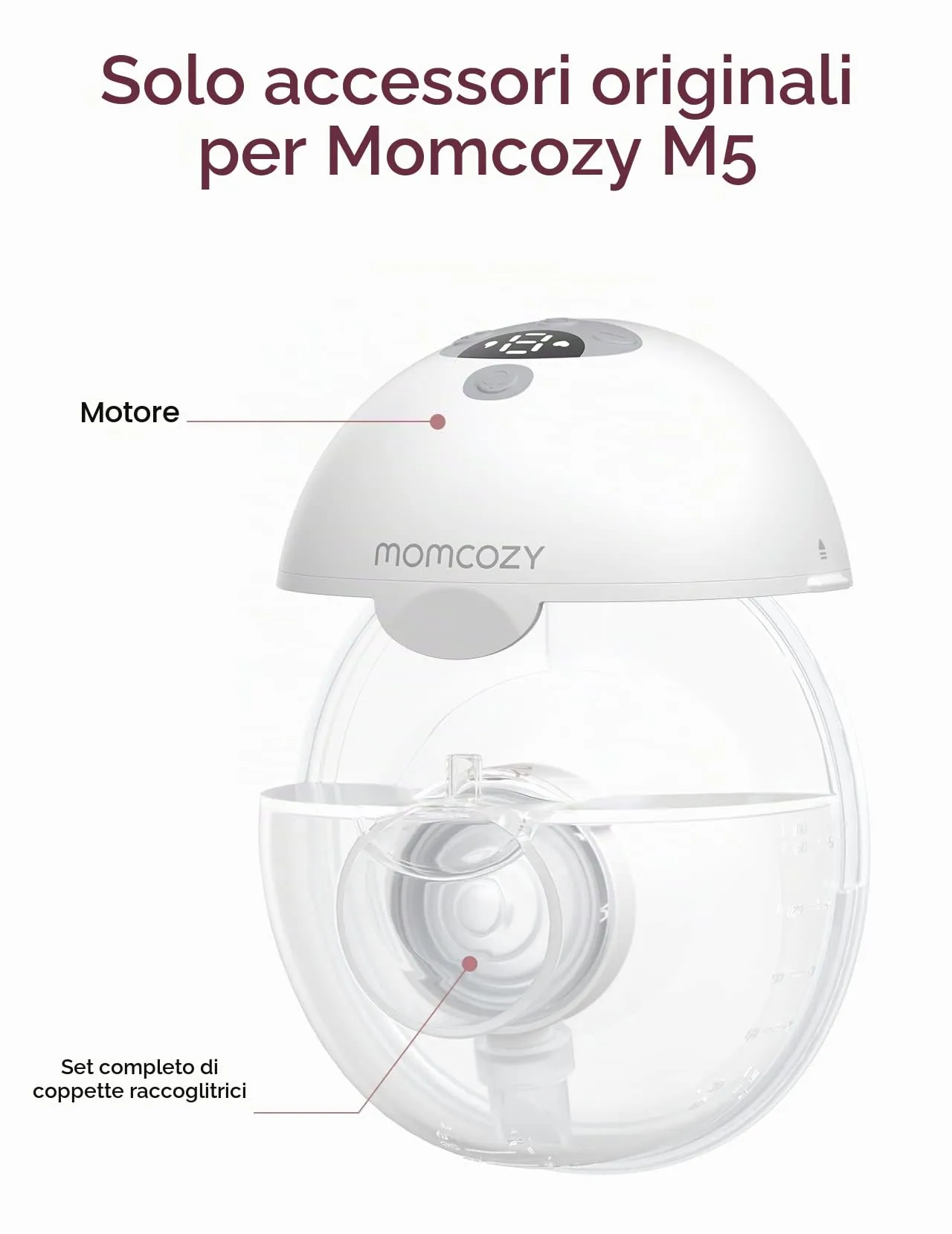 Momcozy Set di Ricambio per Tiralatte M5, 160 ml, Flangia a Doppia Tenuta da 24 mm - immagine 2