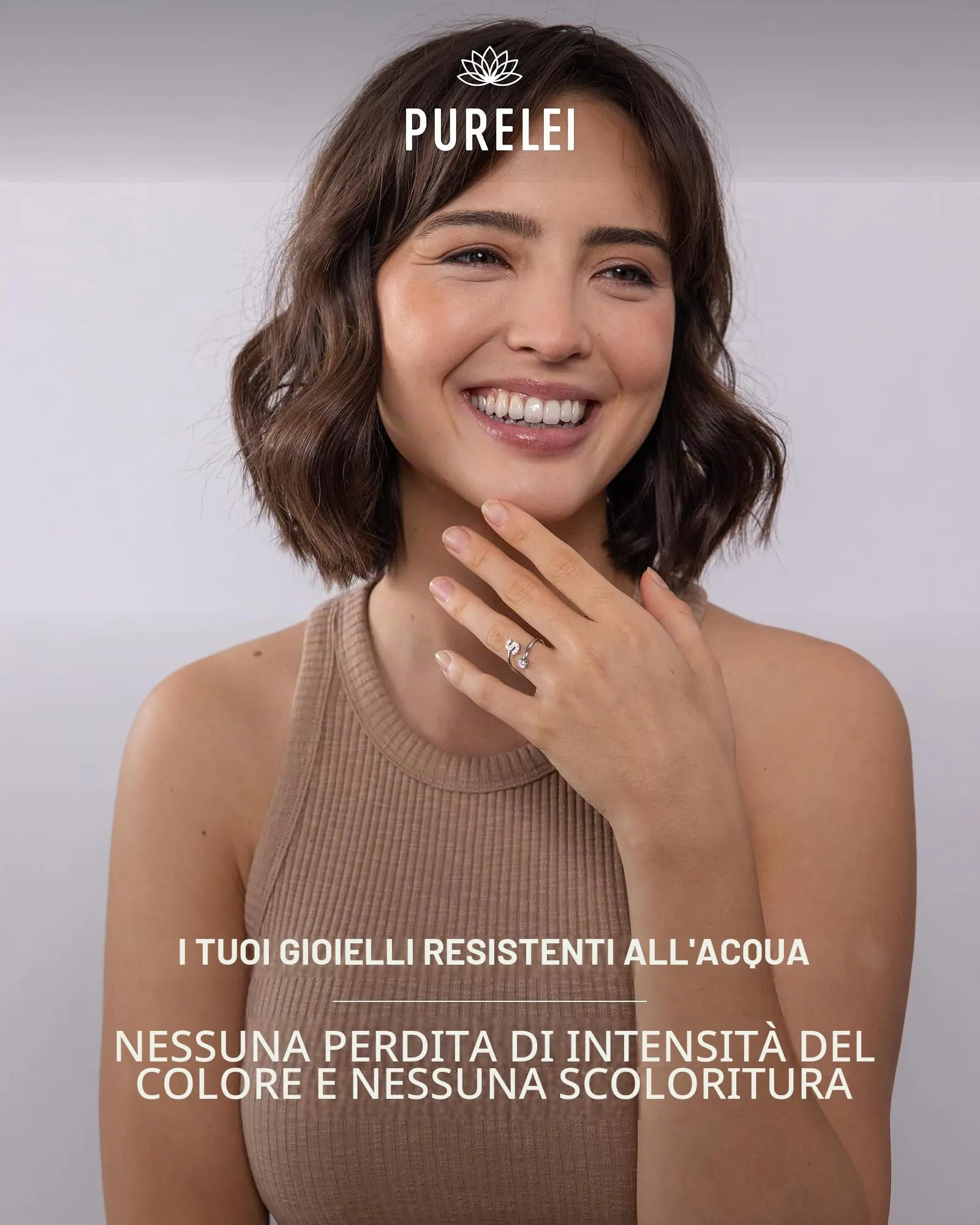 Purelei Anello Lettere in acciaio inossidabile, regolabile (taglia 50-60) - immagine 5