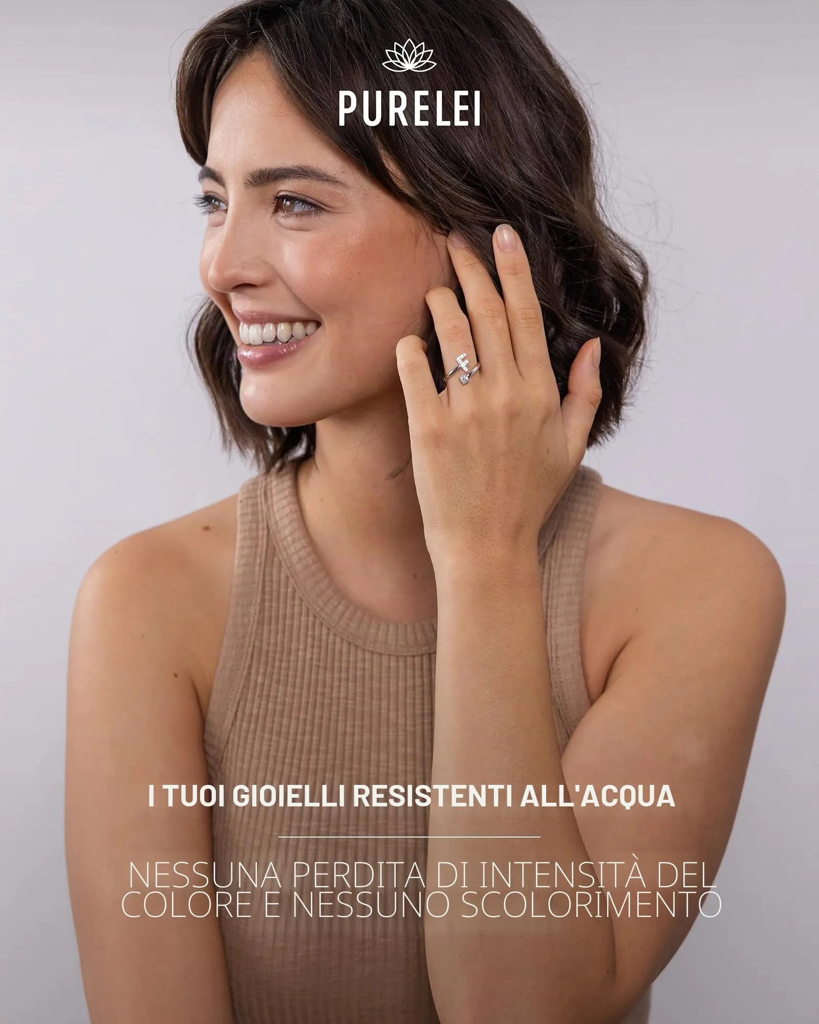 Purelei Anello Lettere in acciaio inossidabile, regolabile taglia 50-60 - immagine 5