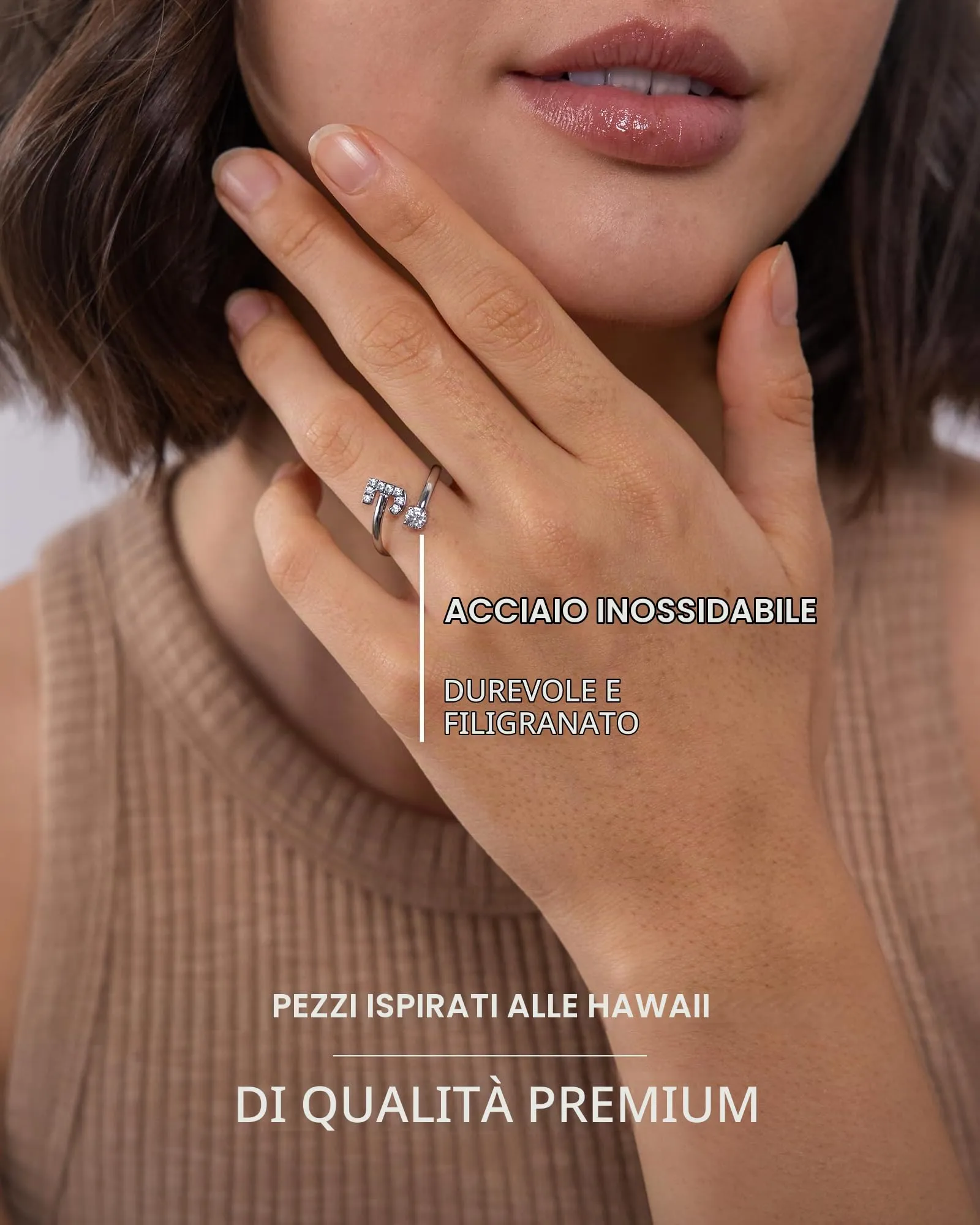 Purelei Anello Lettere in Acciaio Inossidabile, Regolabile Taglia 50-60 - immagine 3