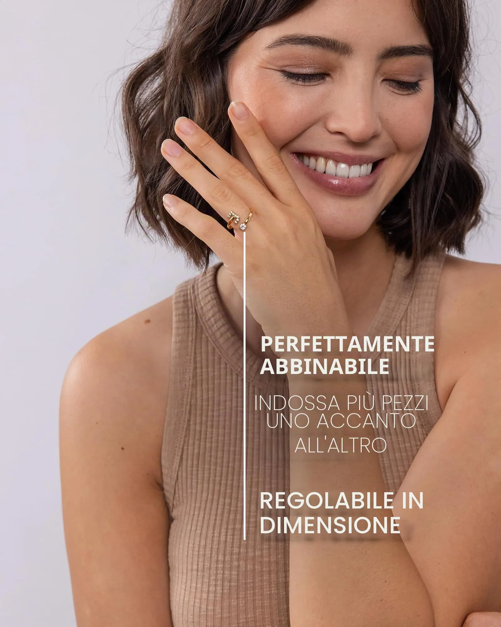 Purelei Anello Lettere in Acciaio Inossidabile, Regolabile Taglia 50-60 - immagine 6