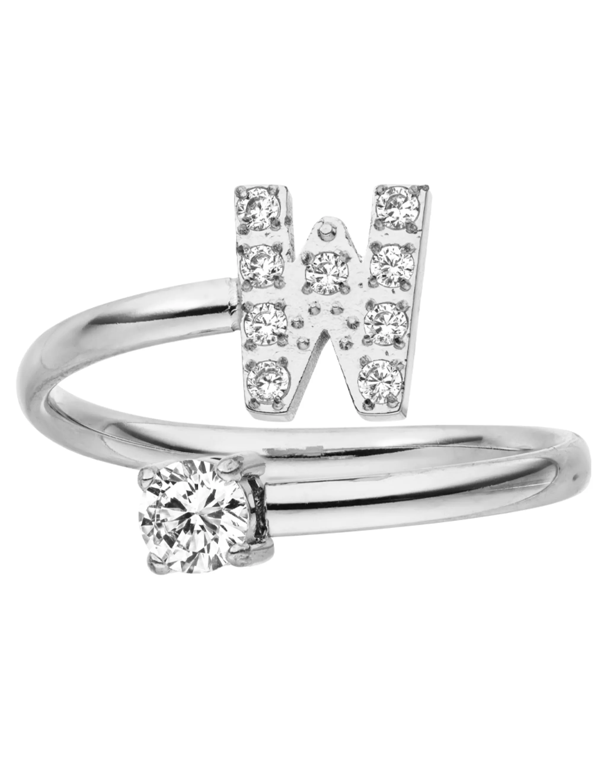 Purelei Anello Lettere in acciaio inossidabile, regolabile taglia 50-60, argento - immagine 1
