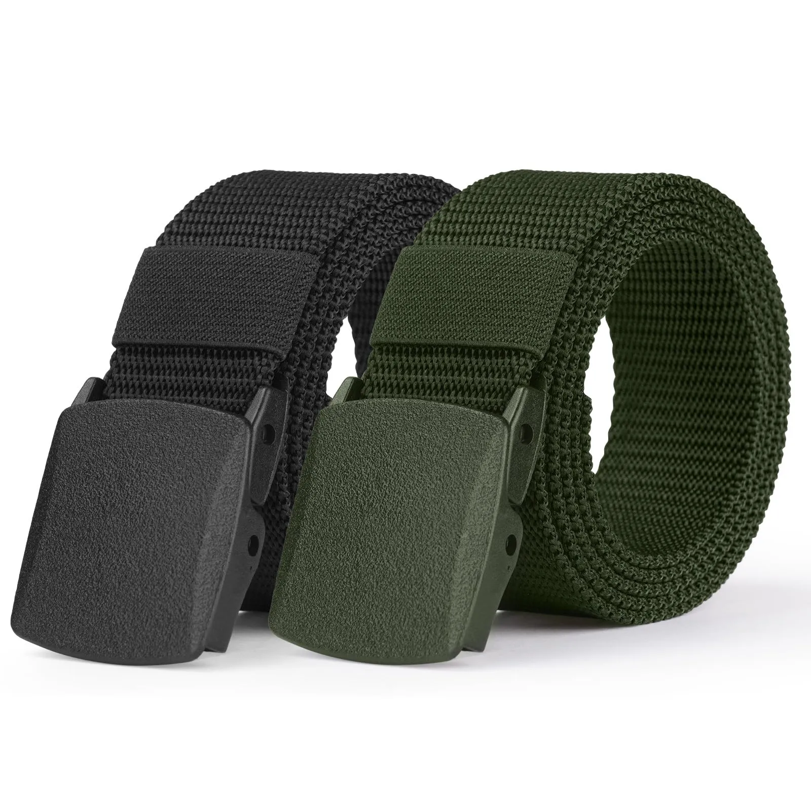 Aomig Cintura Tattica in Nylon con Fibbia in Plastica, Regolabile, 2 Pezzi (Nero+Verde) - immagine 1
