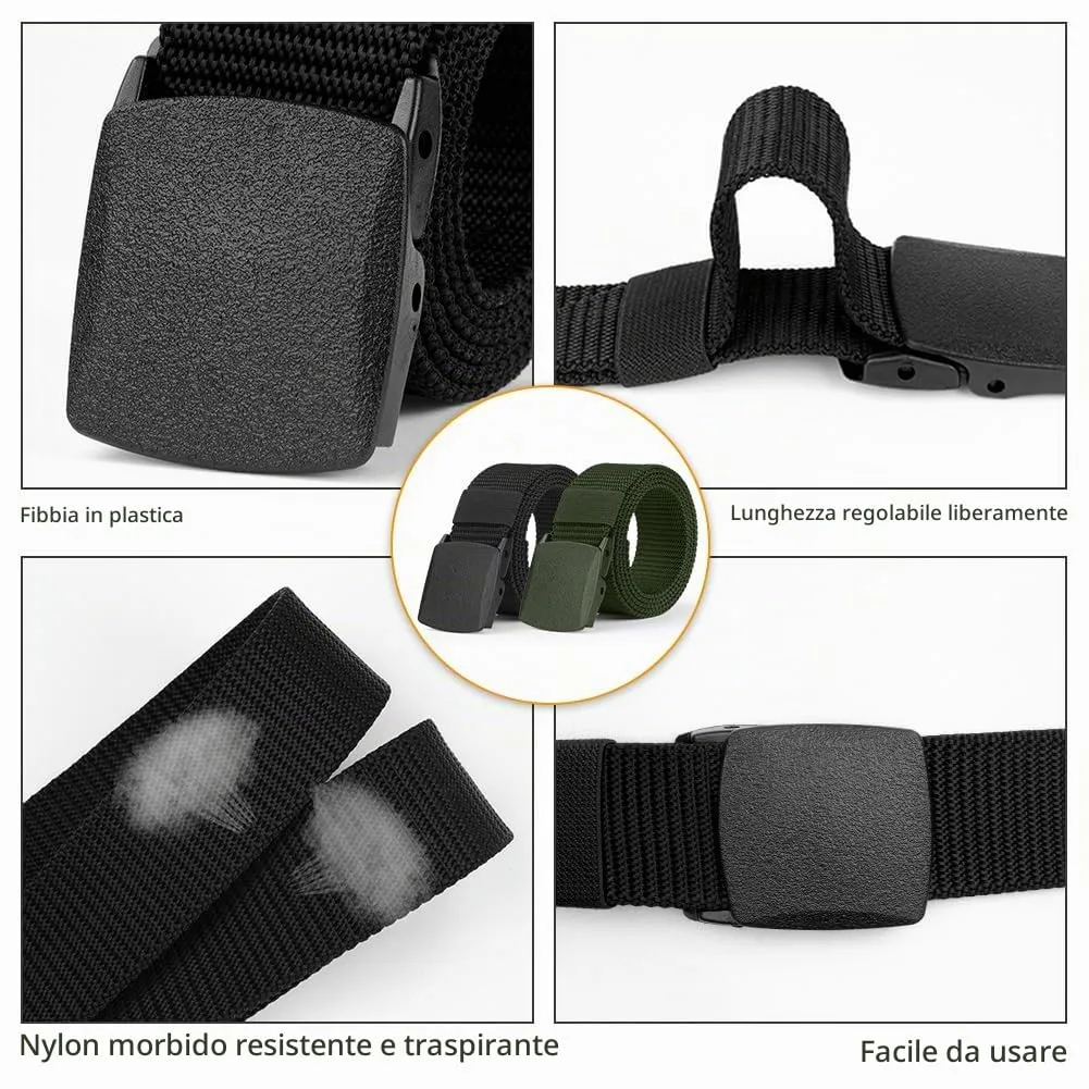 Aomig Cintura Tattica in Nylon con Fibbia in Plastica, Regolabile, 2 Pezzi (Nero+Verde) - immagine 4