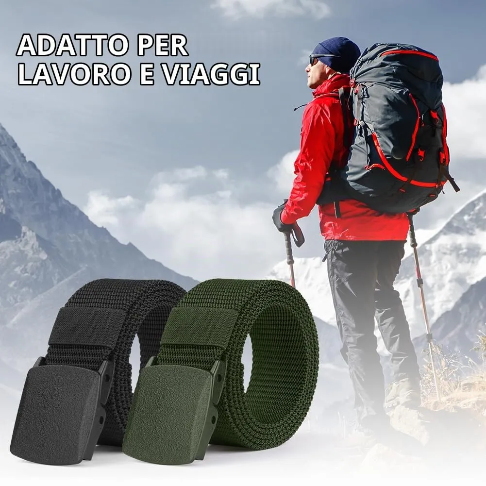 Aomig Cintura Tattica in Nylon con Fibbia in Plastica, Regolabile, 2 Pezzi (Nero+Verde) - immagine 7