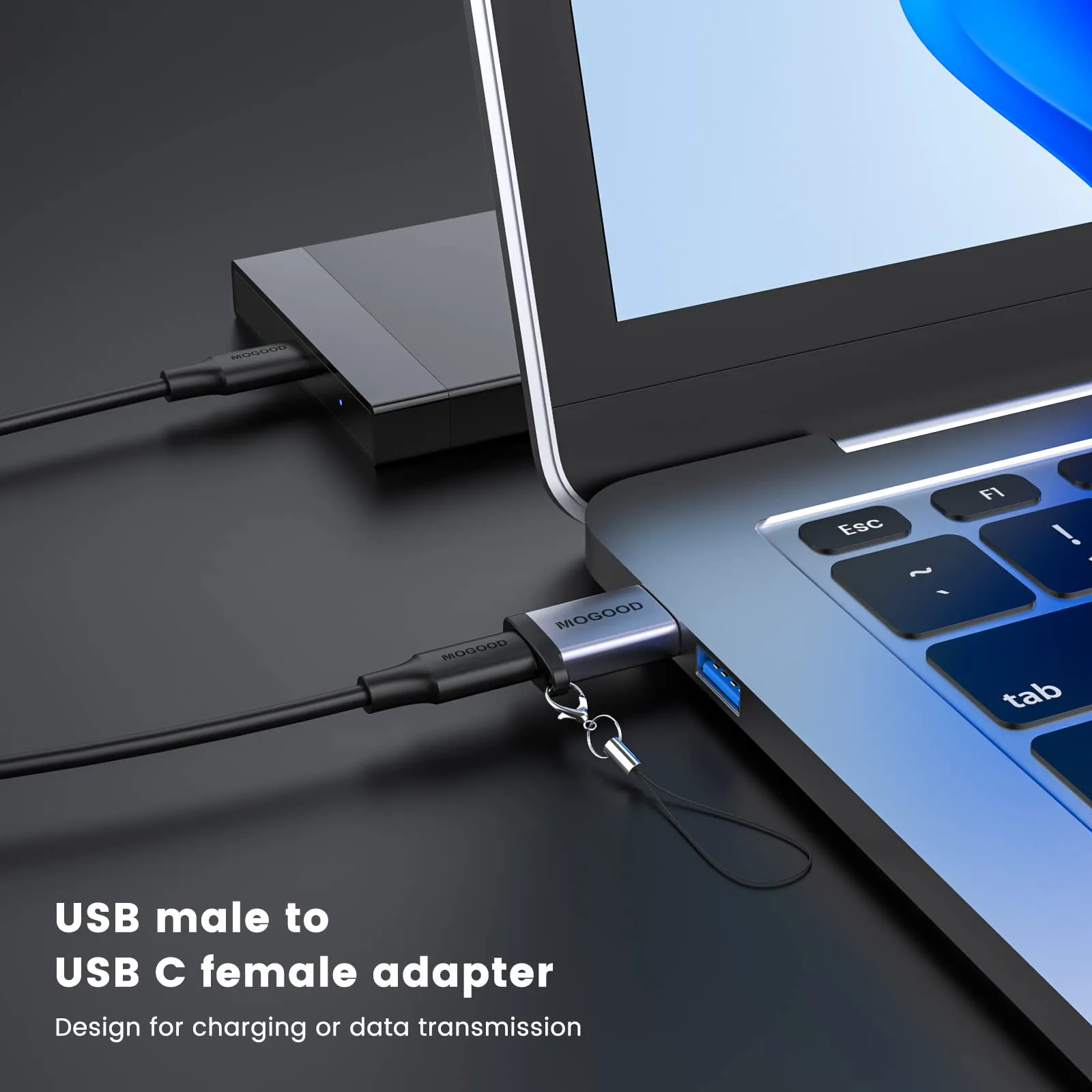 MOGOOD Adattatore USB C a USB 3.2 10Gbps, Convertitore USB A a USB C con Gancio, 5 Pack - immagine 4