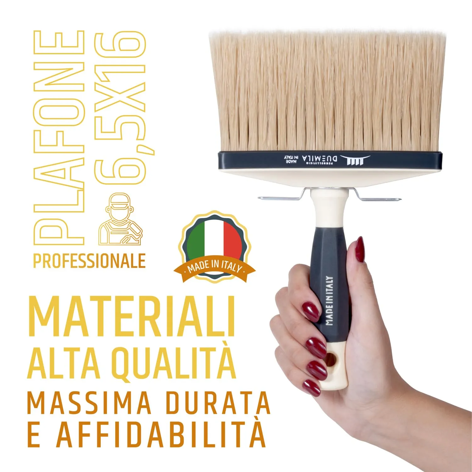 Pennellificio Pennello Plafone con Manico in Plastica per Muri Interni ed Esterni, 6.5x16 cm - immagine 5