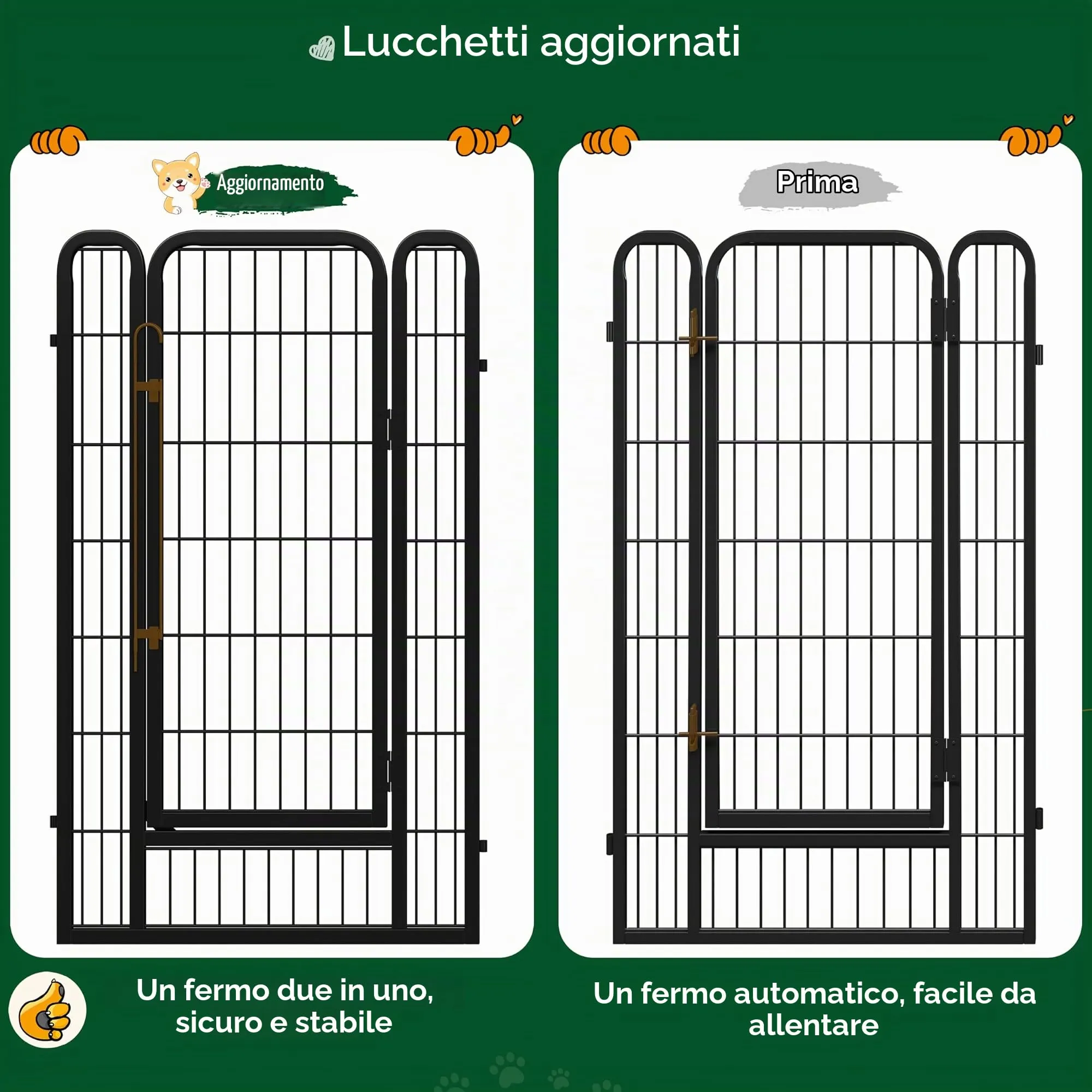 Yaheetech Recinto per Cani in Ferro Interno Esterno, 8 Pannelli, 71x120 cm - immagine 5